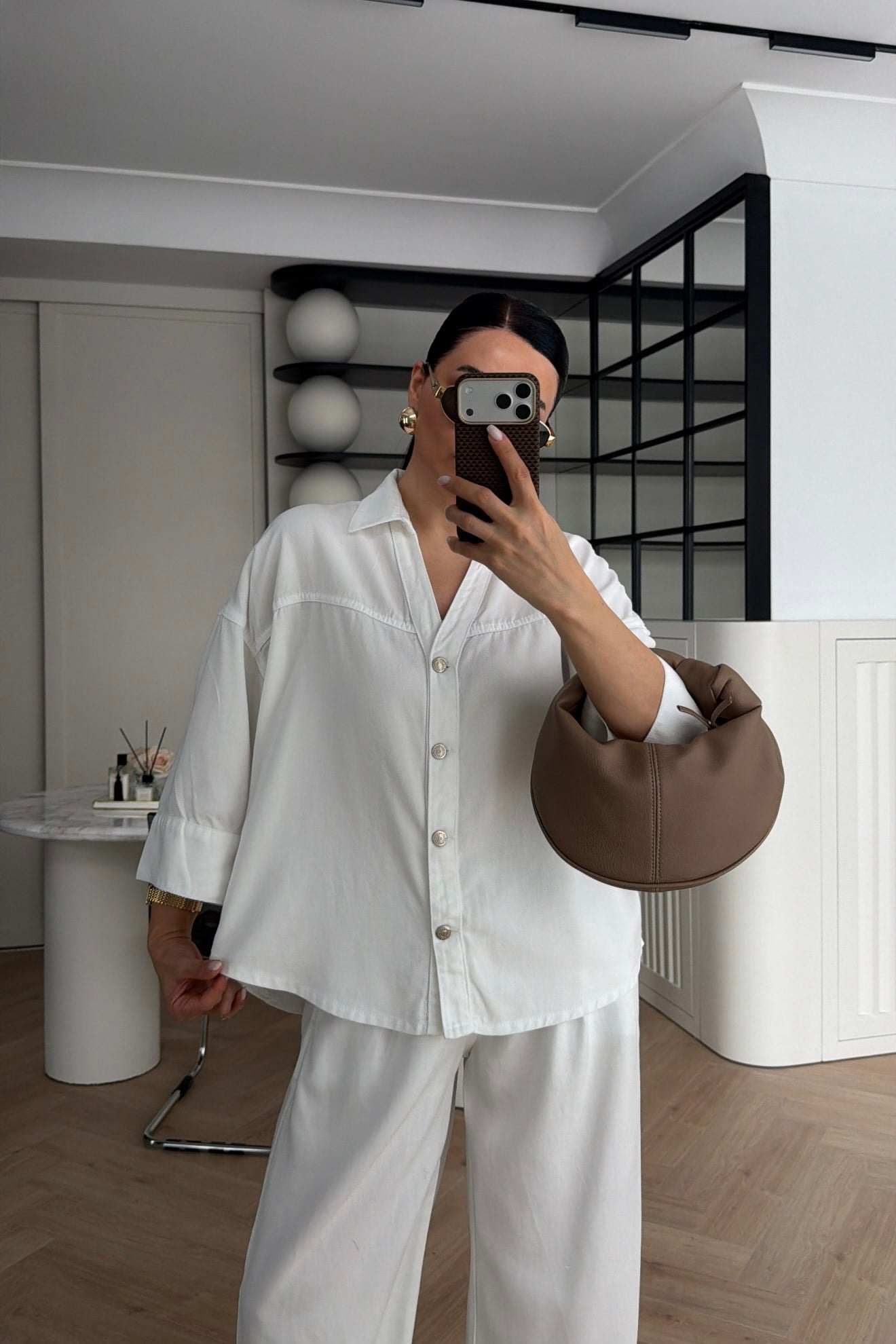  LYOCELL KUMAŞ MONOKROM KESİM TAKIM BEYAZ 