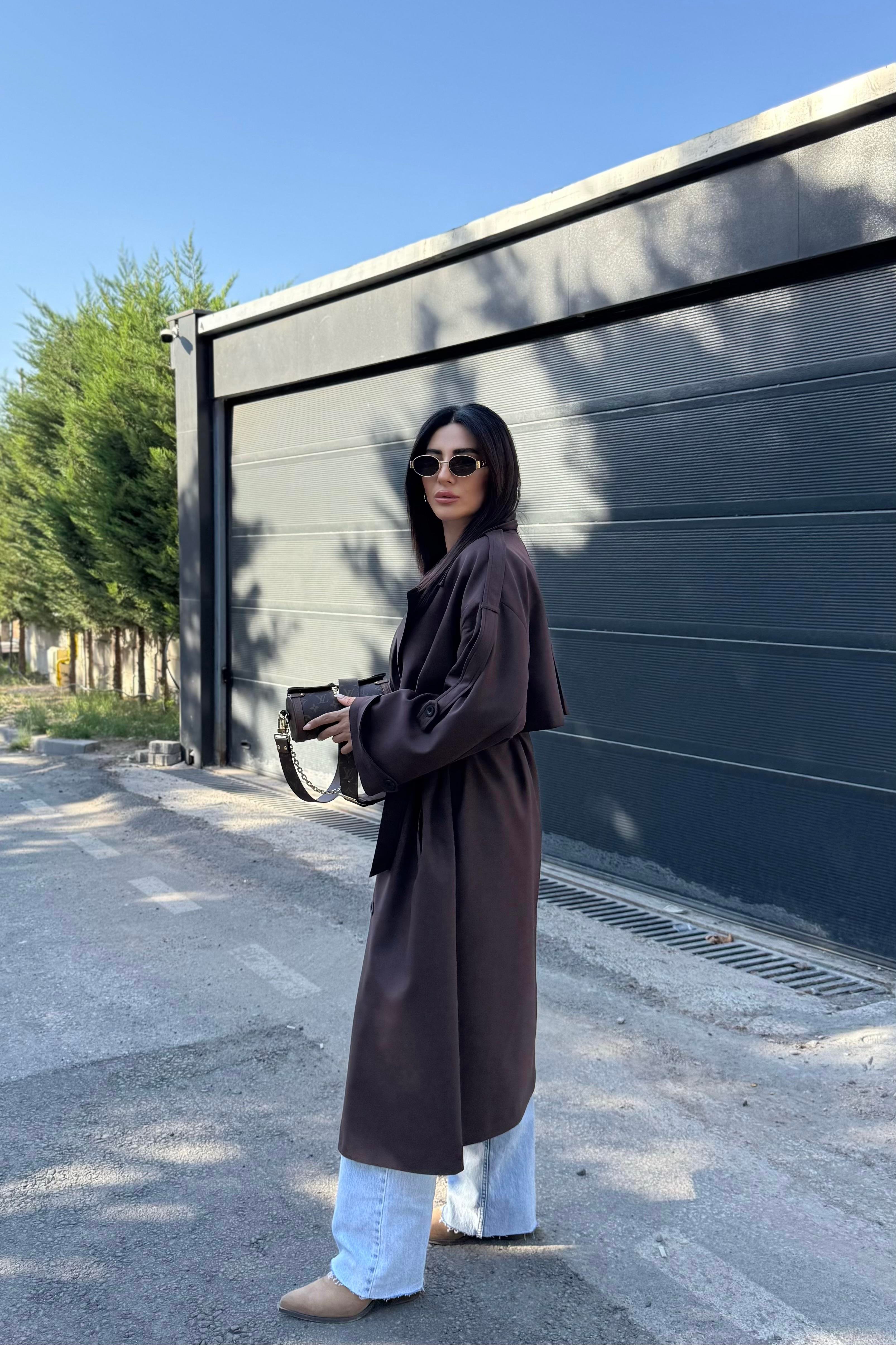 ACI KAHVE TASARIM ASTARLI PREMIUM TRENÇKOT