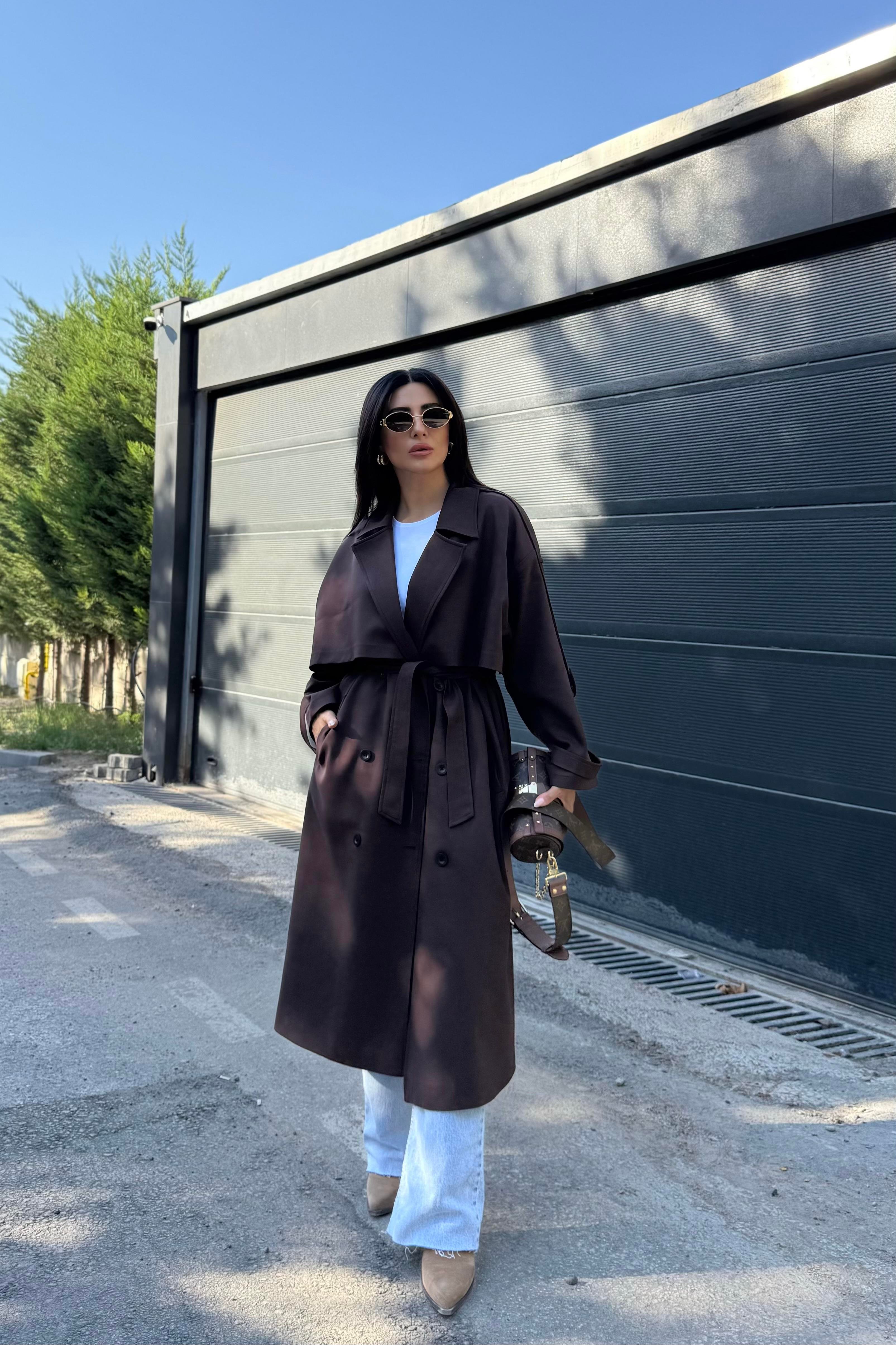 ACI KAHVE TASARIM ASTARLI PREMIUM TRENÇKOT