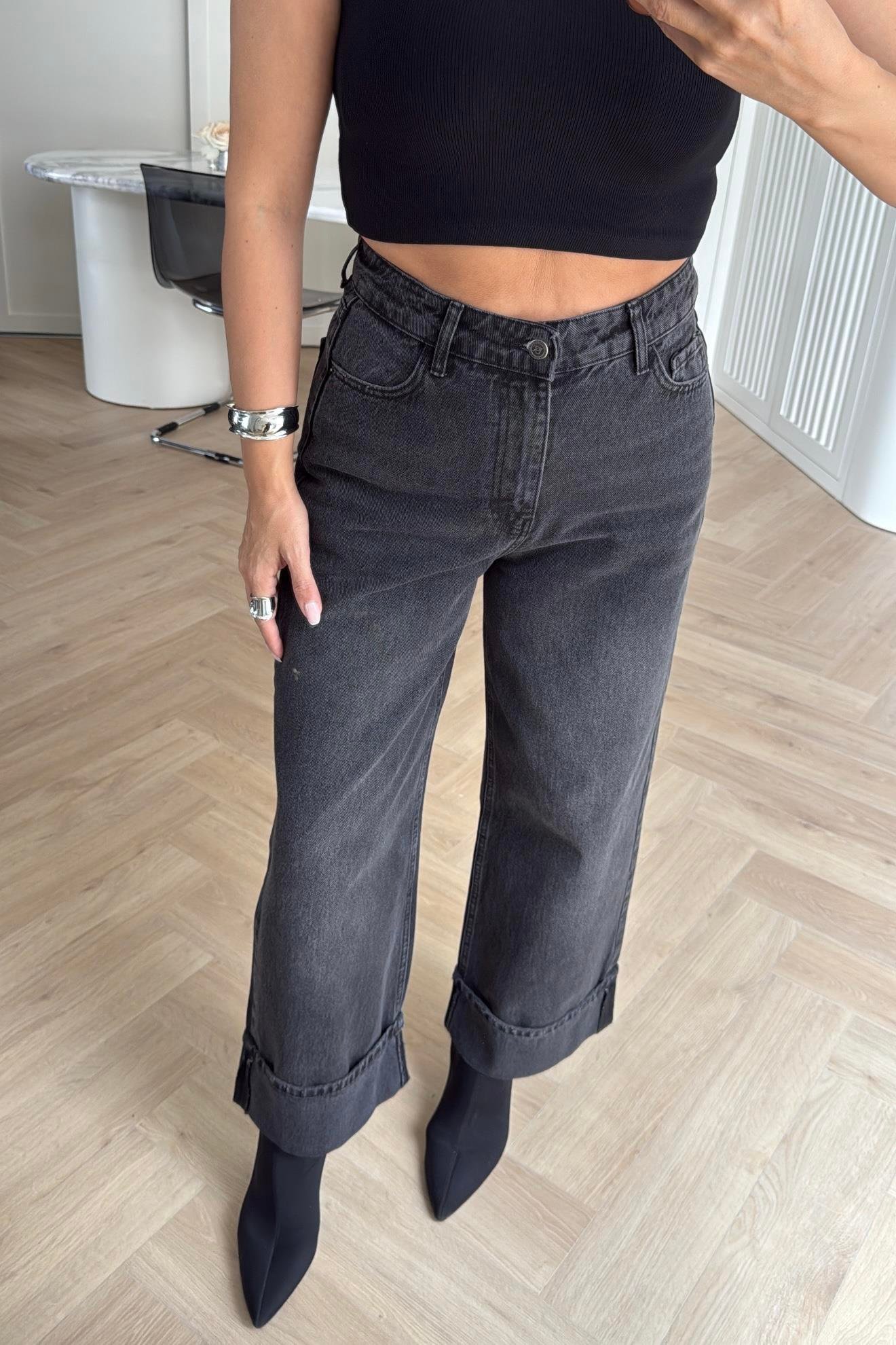 ANTRASİT PAÇASI KATLI JEAN