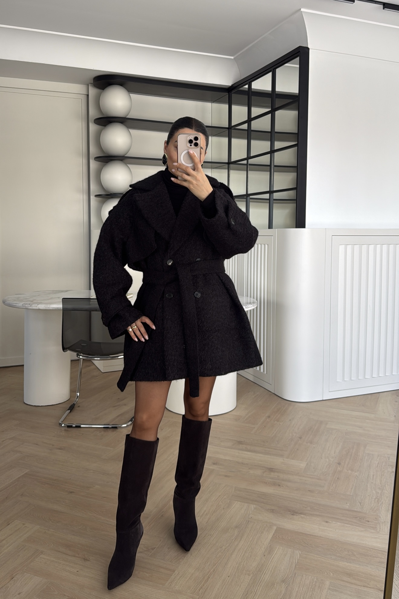 ARKASI RÜZGARLIKLI ÖZEL DOKULU PREMİUM KABAN SİYAH 