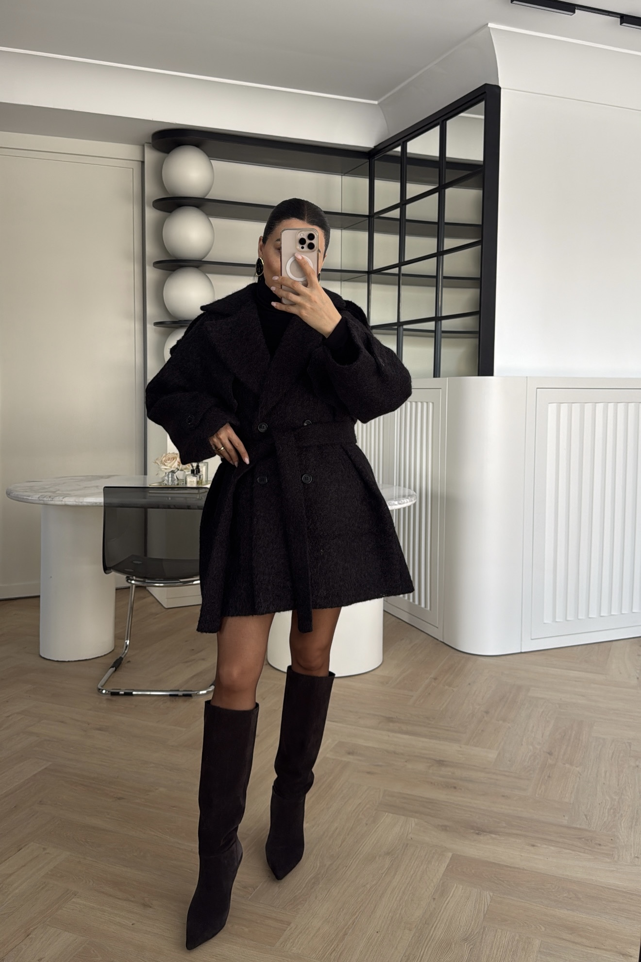 ARKASI RÜZGARLIKLI ÖZEL DOKULU PREMİUM KABAN SİYAH 