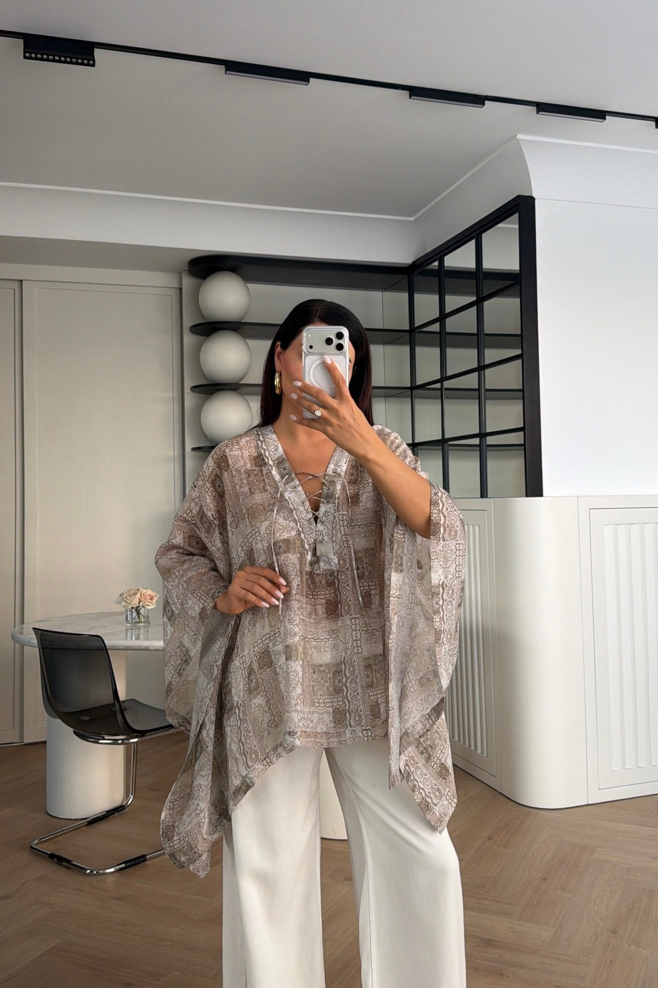BAĞCIKLI ETNİK DESEN BLUZ RENKLİ 
