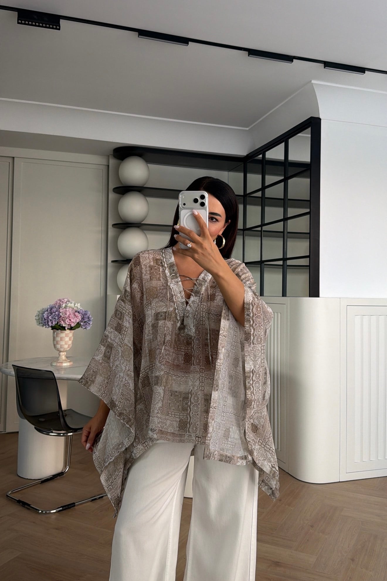 BAĞCIKLI ETNİK DESEN BLUZ RENKLİ 