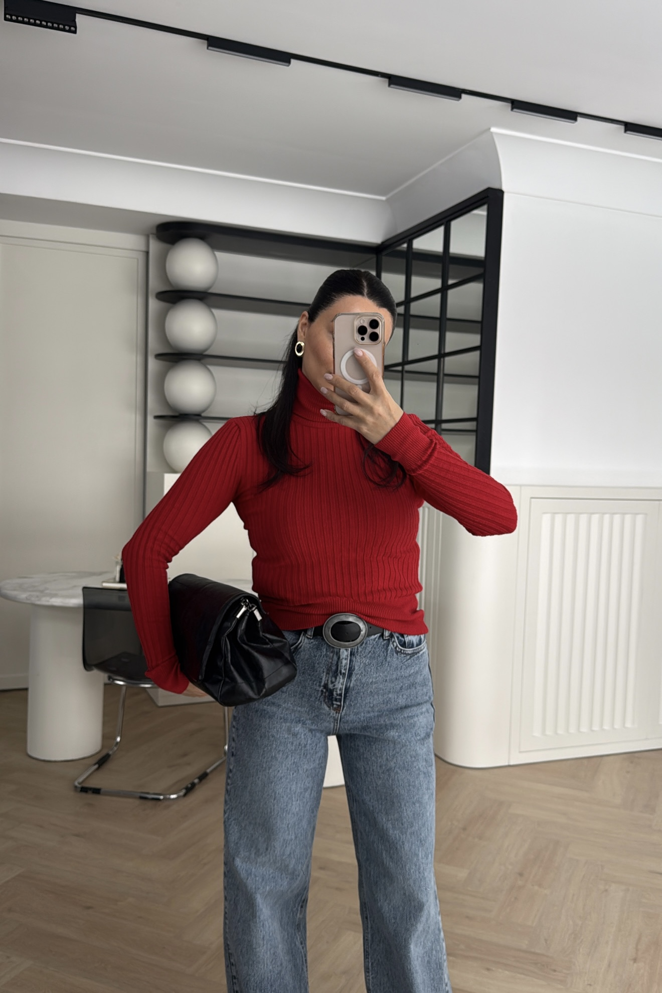 BALIKÇI YAKA TRİKO KAZAK KIRMIZI