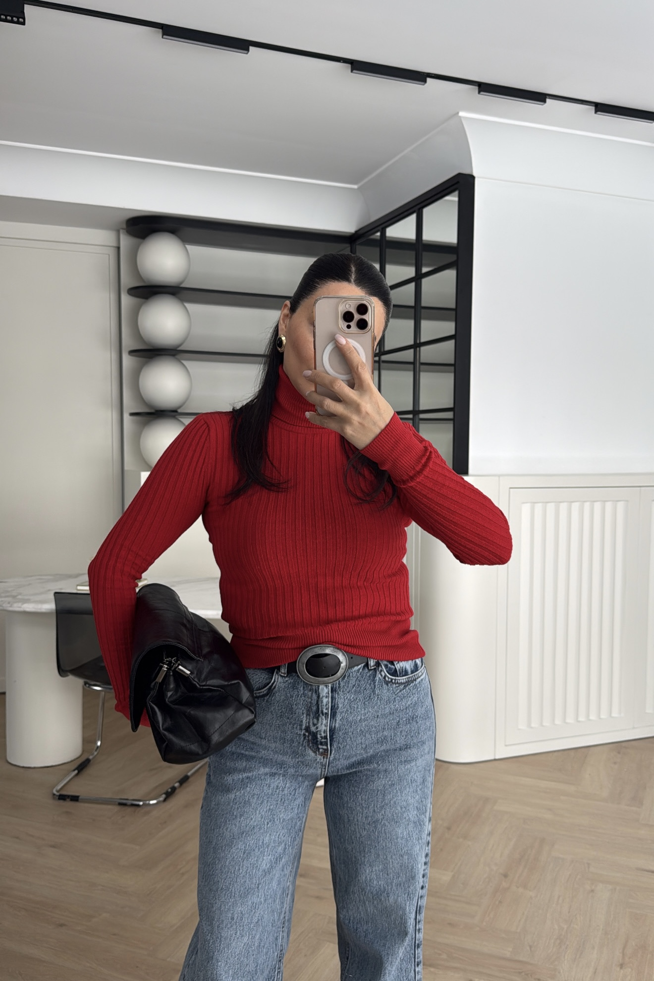 BALIKÇI YAKA TRİKO KAZAK KIRMIZI