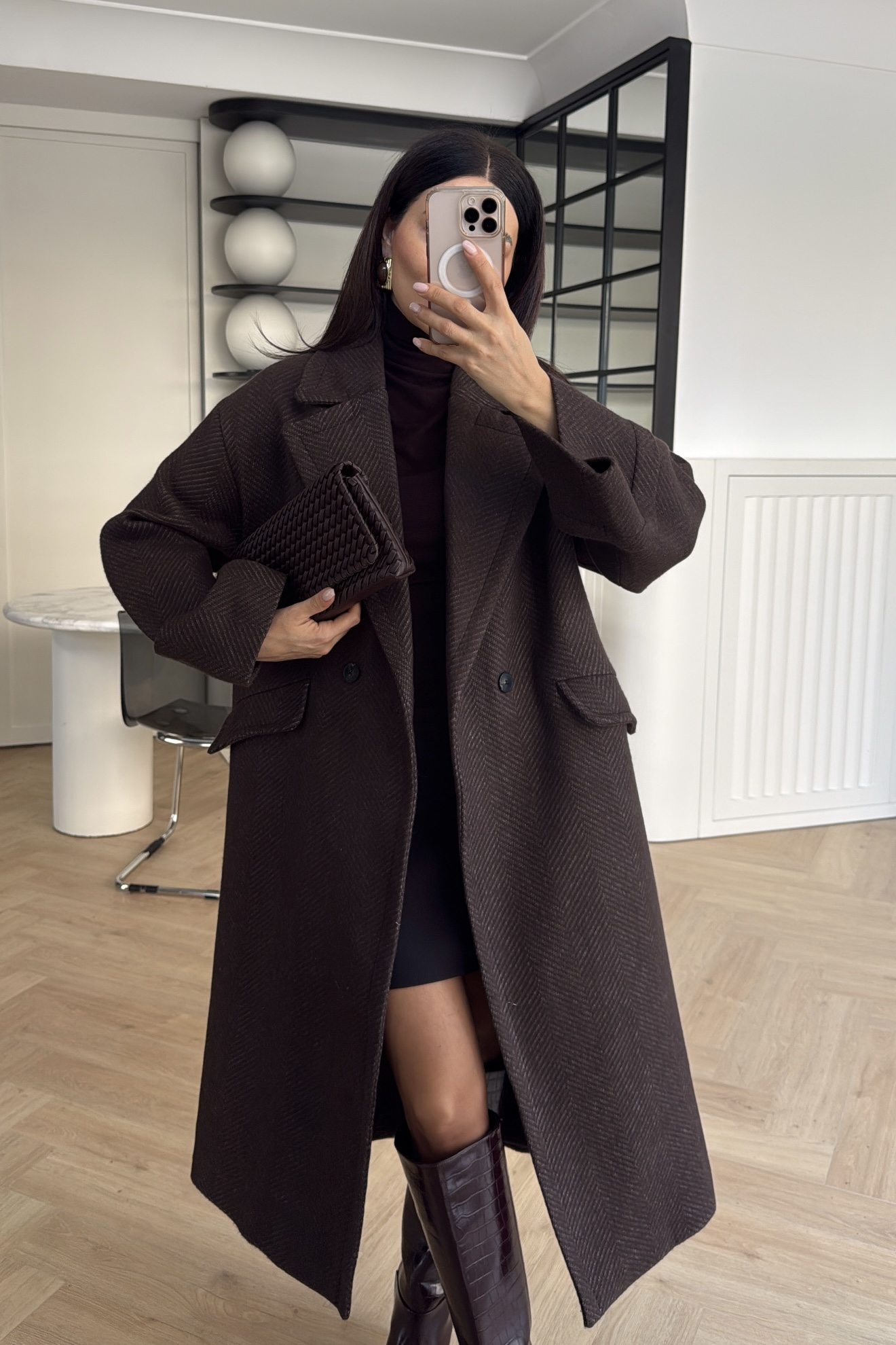 BALIKSIRTI KRUVAZE KABAN KAHVE