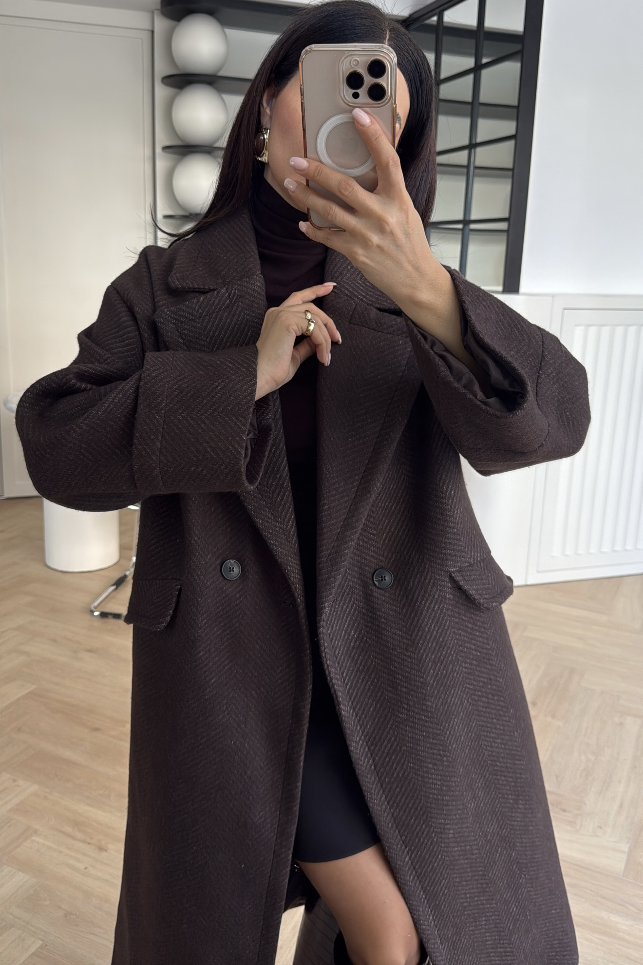 BALIKSIRTI KRUVAZE KABAN KAHVE