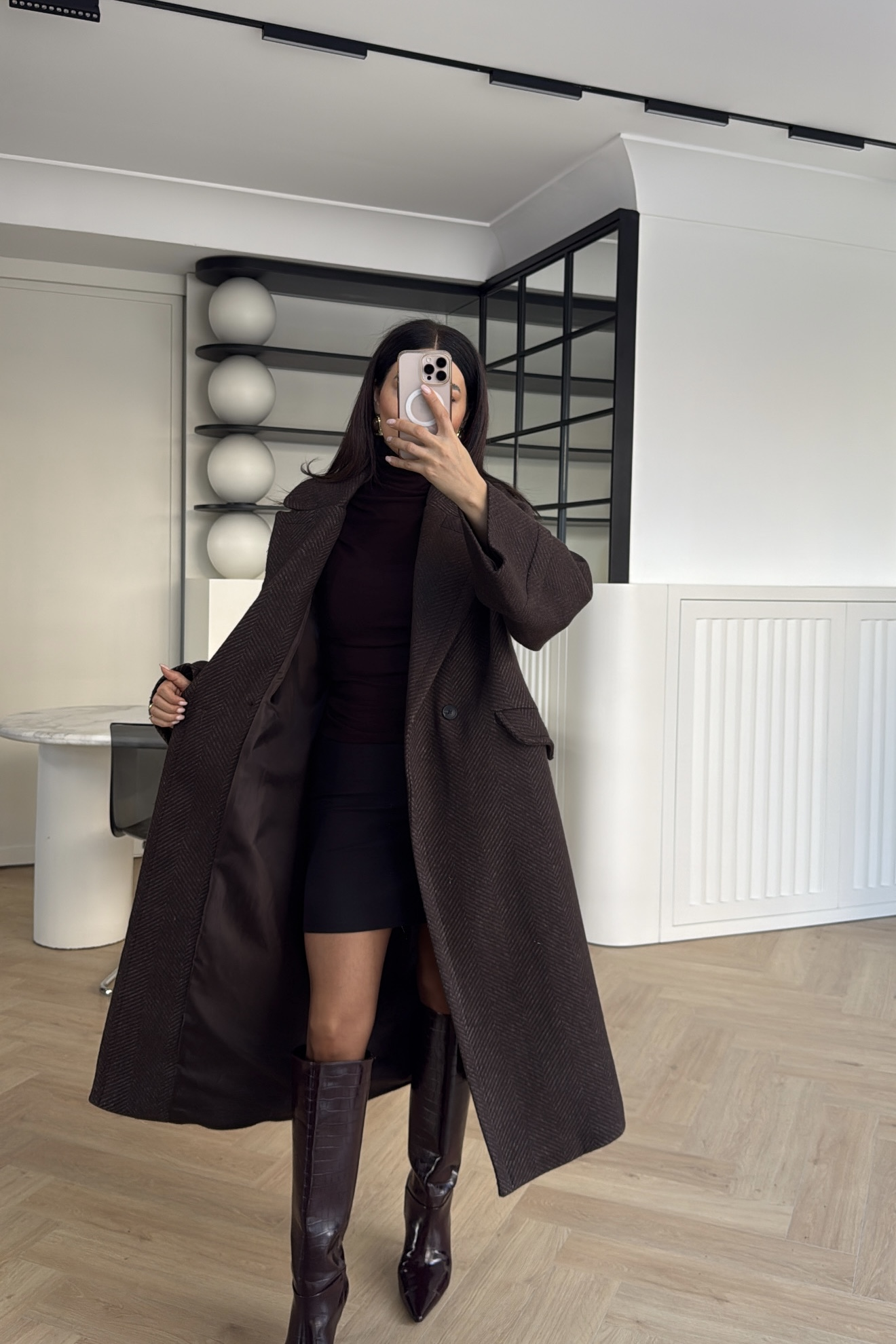 BALIKSIRTI KRUVAZE KABAN KAHVE