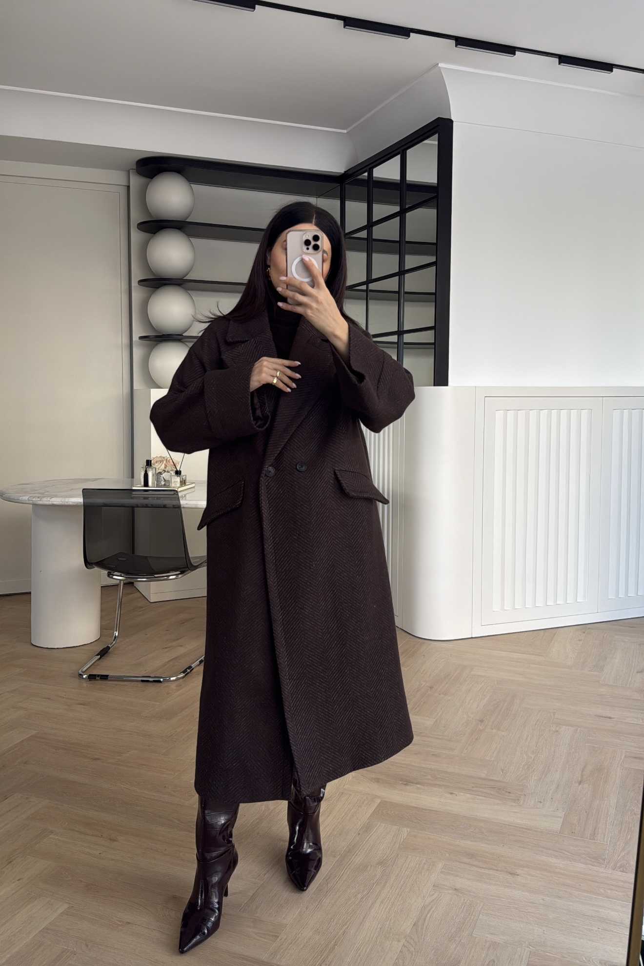 BALIKSIRTI KRUVAZE KABAN KAHVE