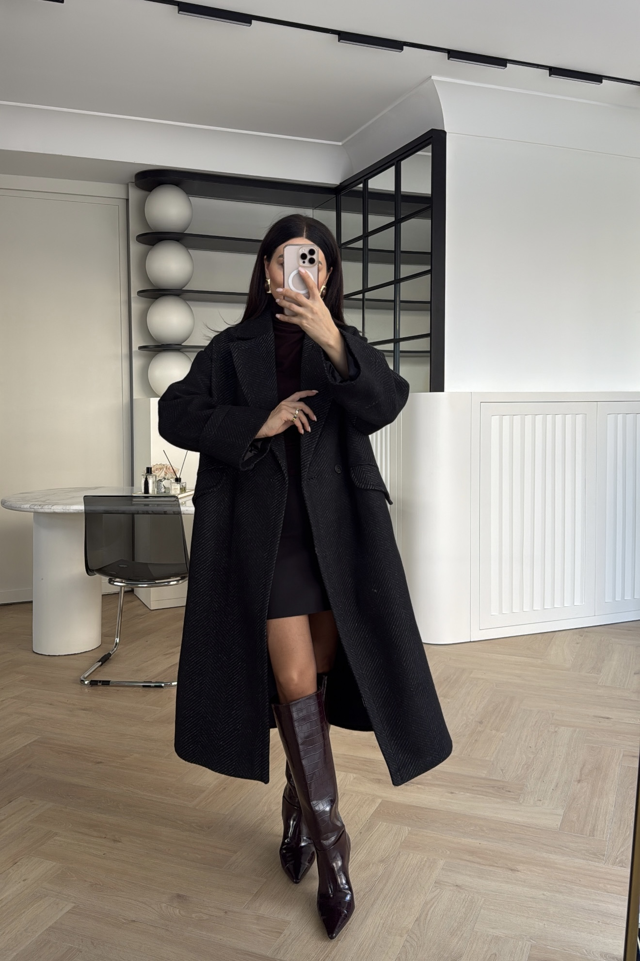 BALIKSIRTI KRUVAZE KABAN SİYAH