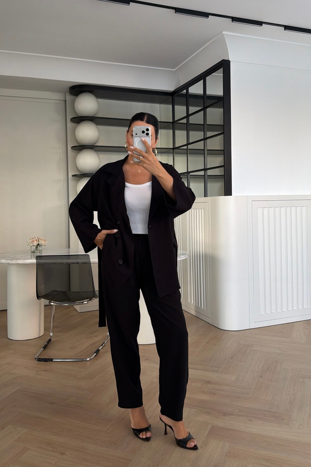 BELDEN BAĞLAMALI BLAZER PANTOLON TAKIM SİYAH 
