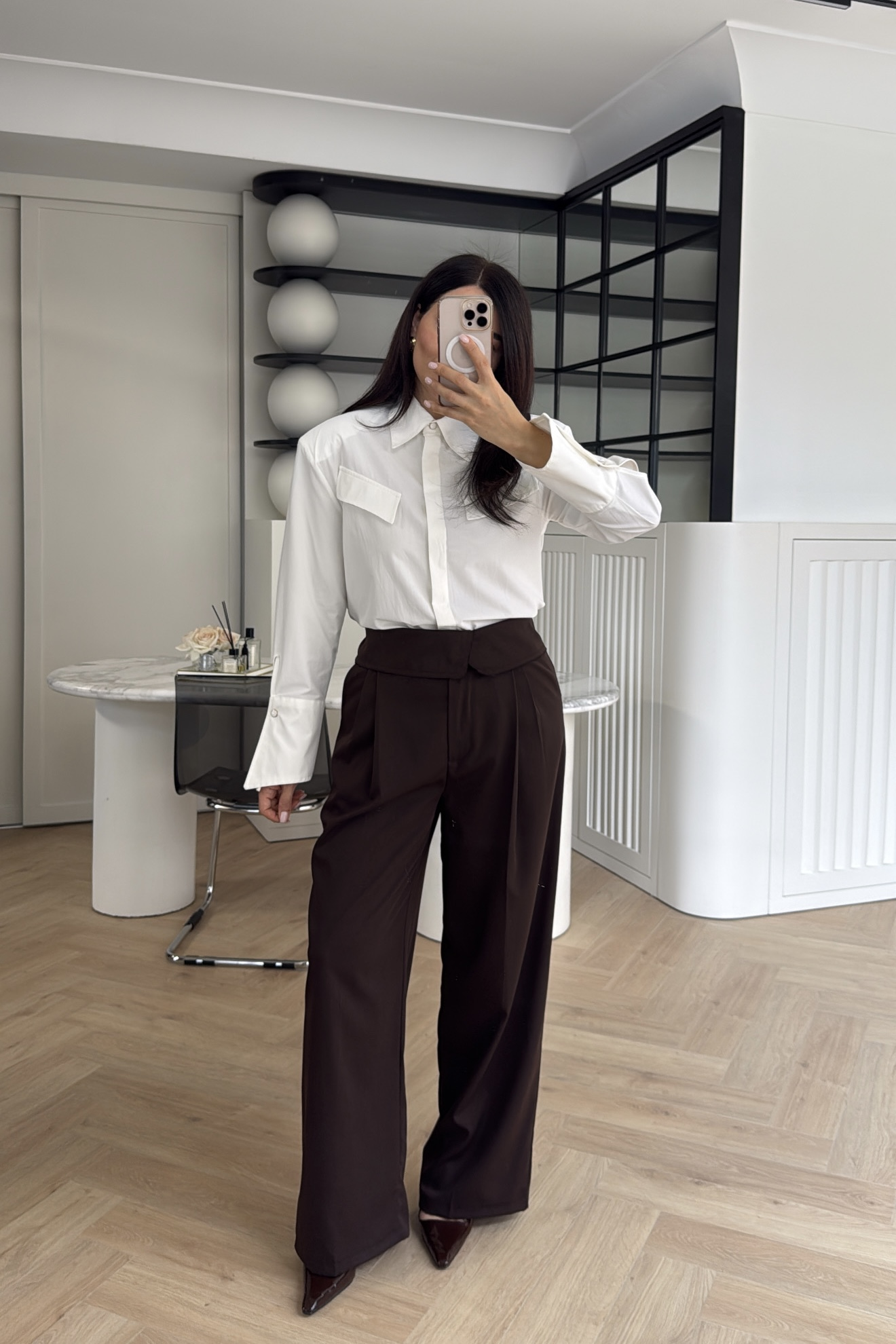 BELİ KATLAMALI PLAZZO PANTOLON KAHVE