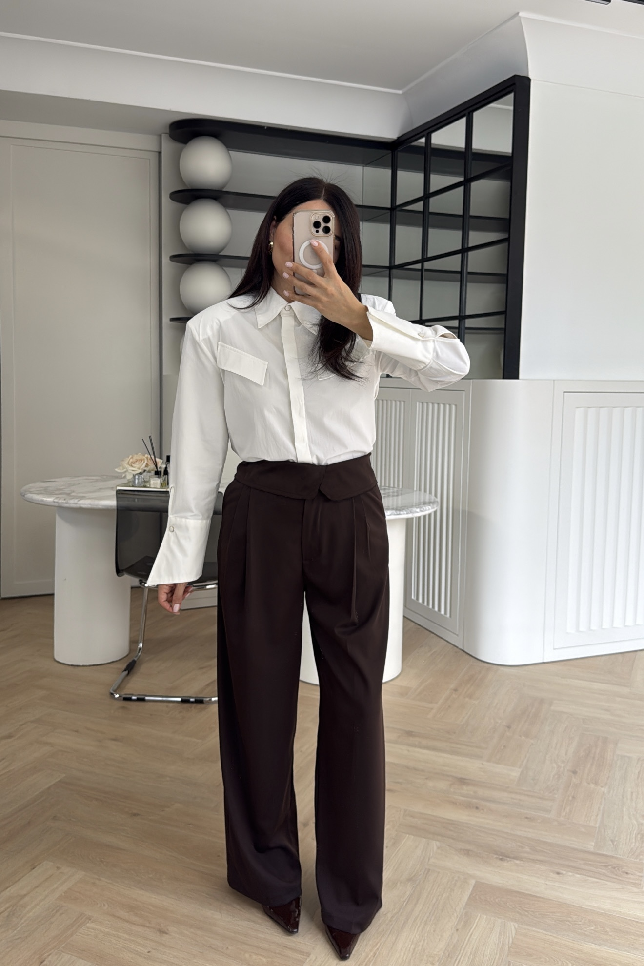 BELİ KATLAMALI PLAZZO PANTOLON KAHVE