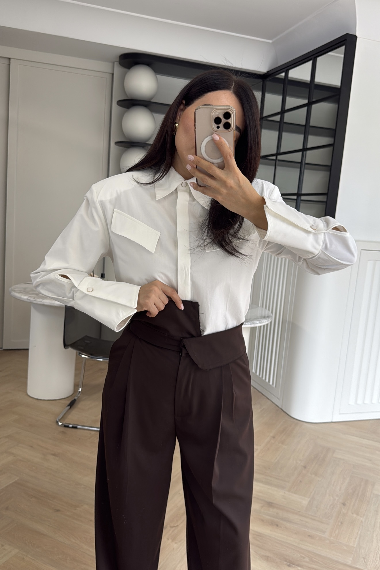 BELİ KATLAMALI PLAZZO PANTOLON KAHVE