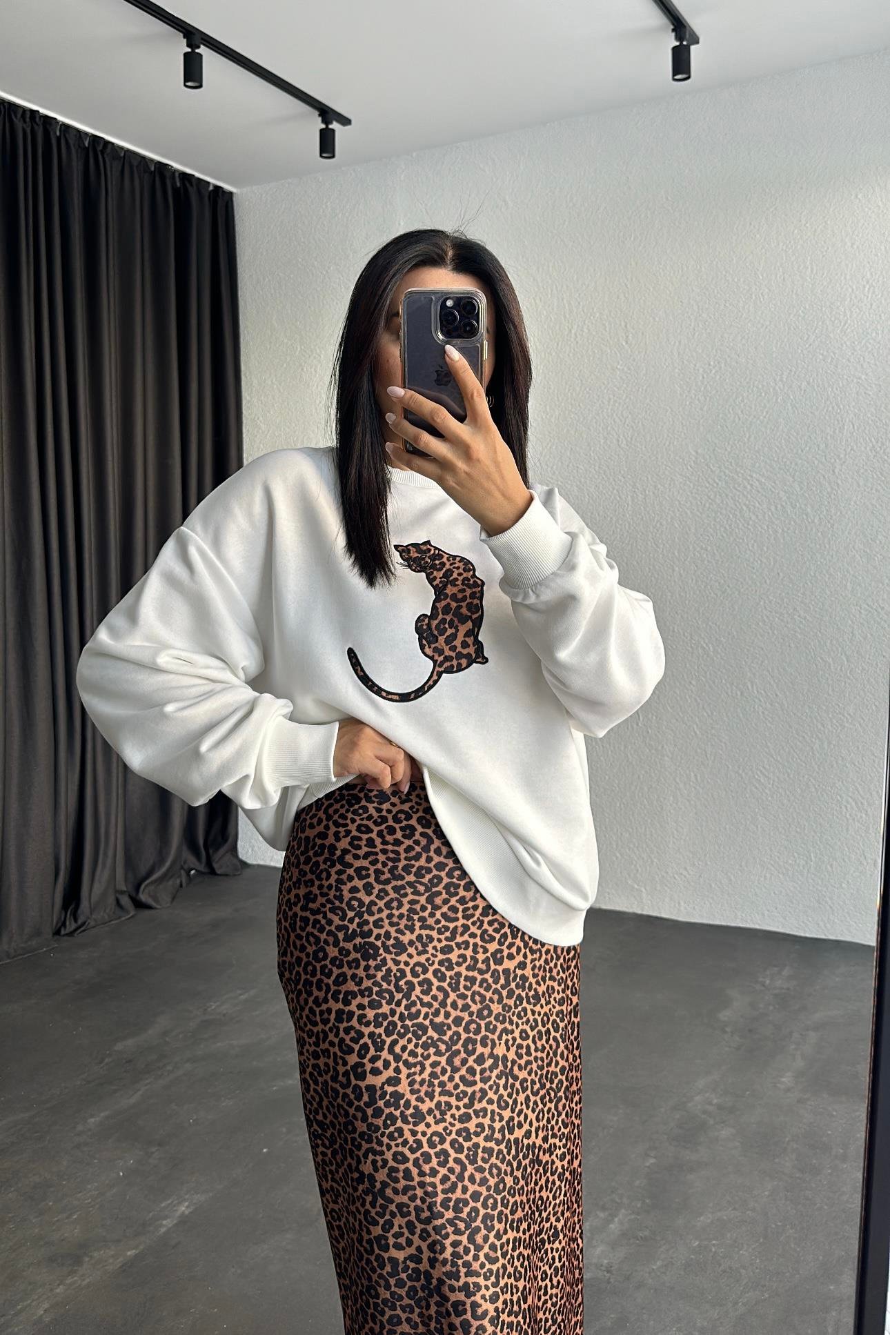 Beli Lastikli Leopar Desen Etek