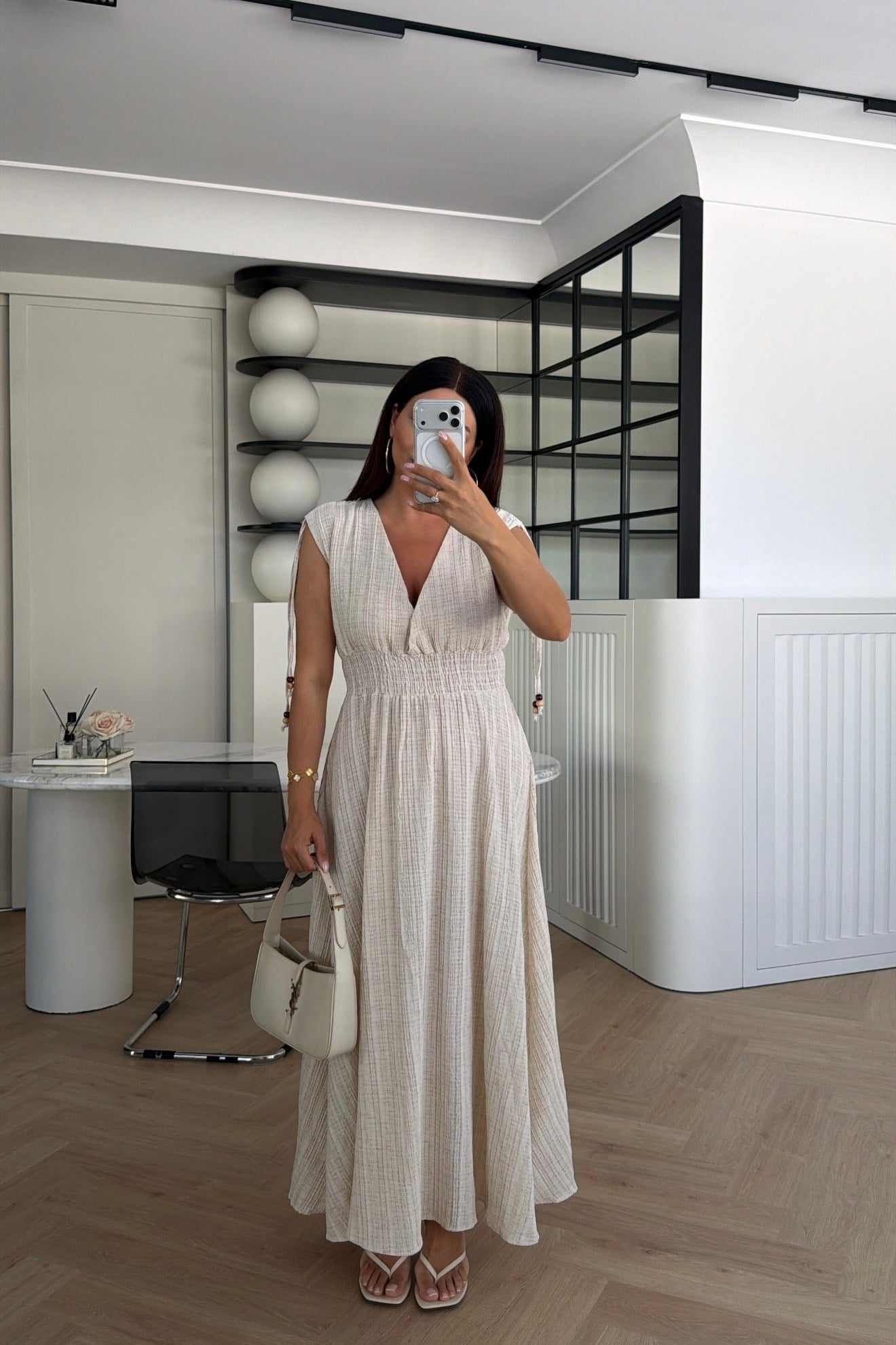 BELİ LASTİKLİ PREMIUM GOFRE ELBİSE TAŞ 
