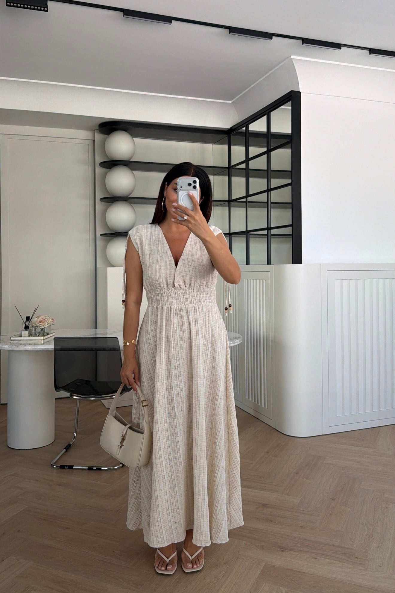 BELİ LASTİKLİ PREMIUM GOFRE ELBİSE TAŞ 