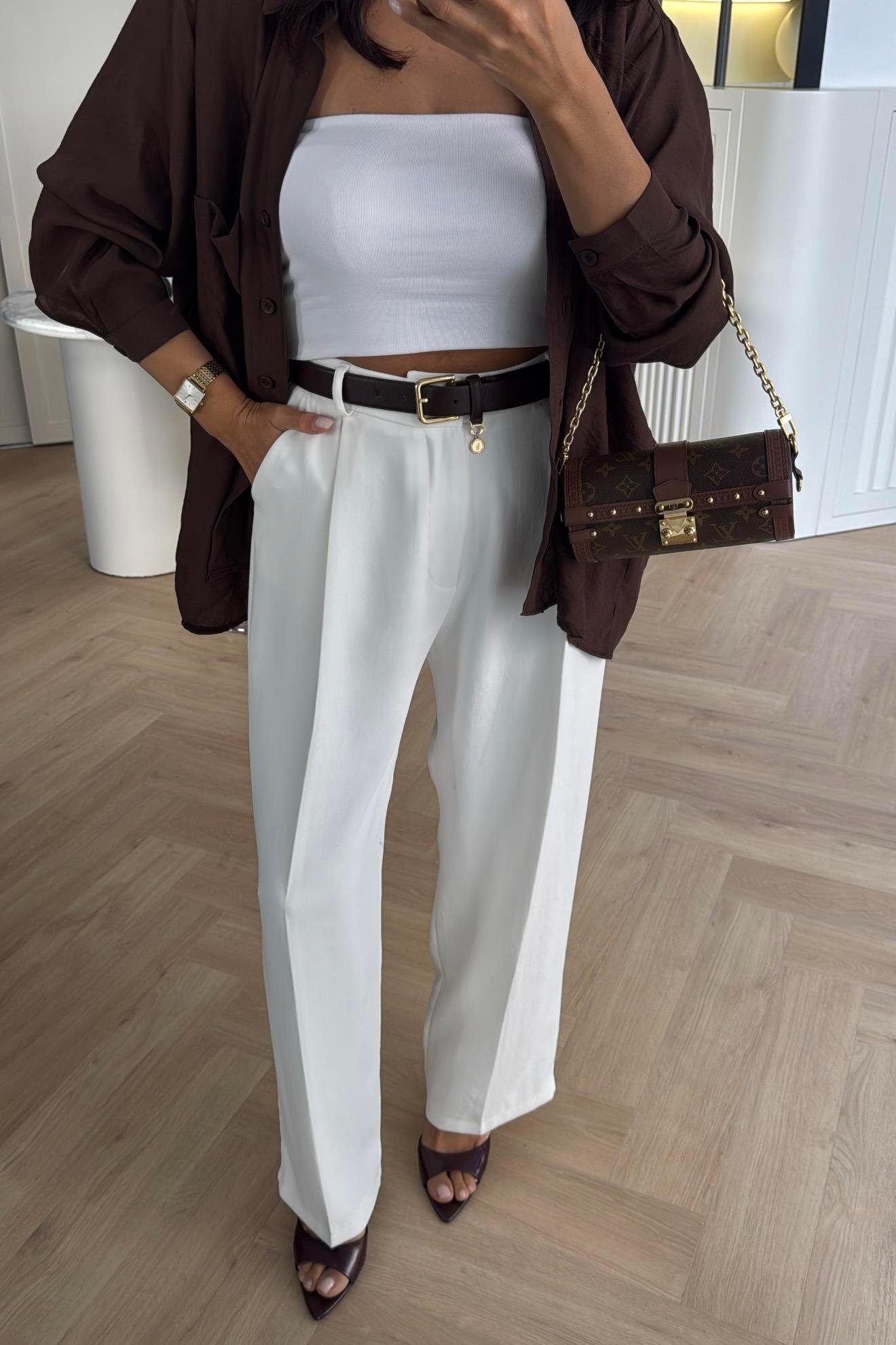 BEYAZ PREMİUM SERİ PALAZZO PANTOLON 