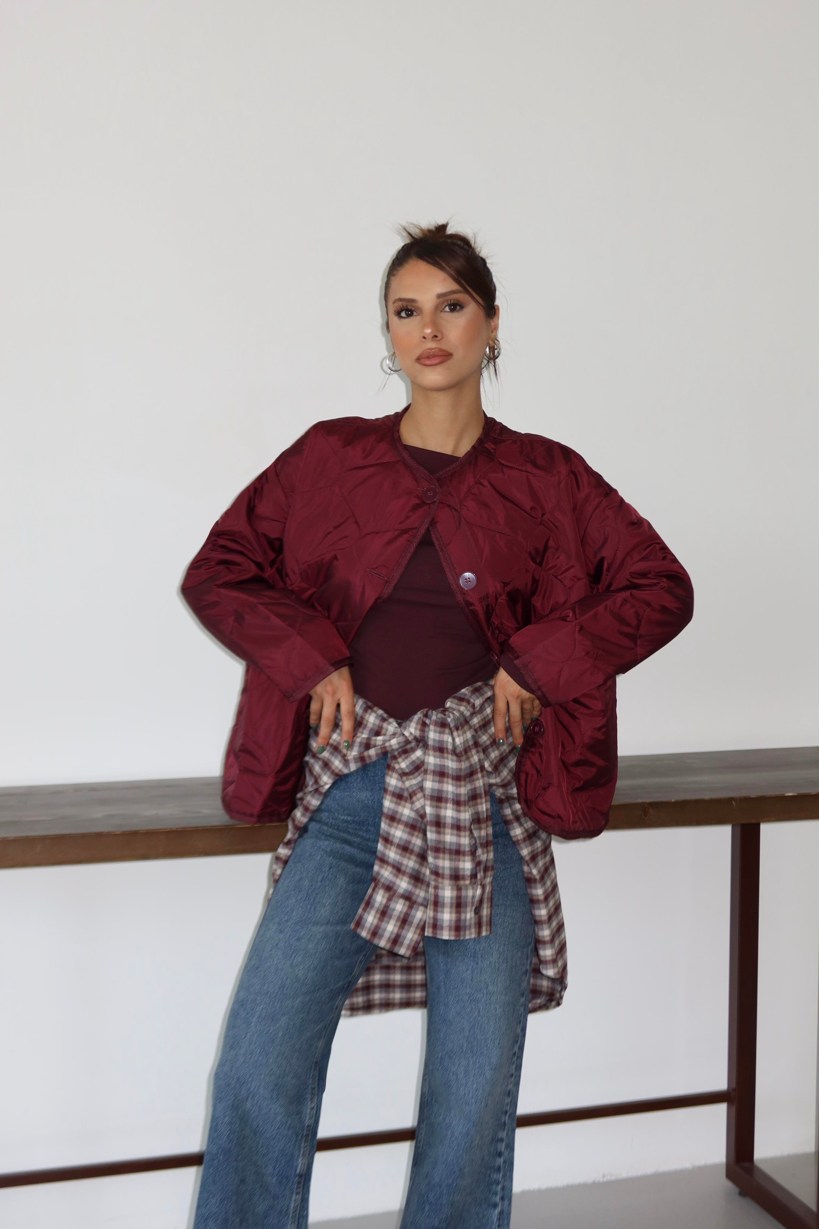 BORDO CEPLİ KAPİTONE CEKET 