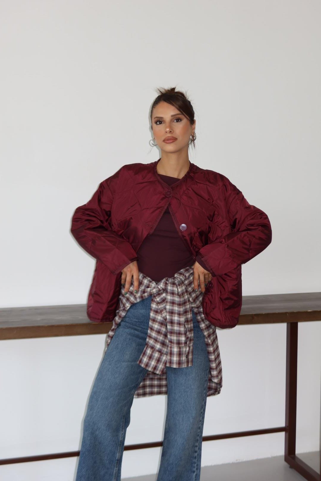 BORDO CEPLİ KAPİTONE CEKET 