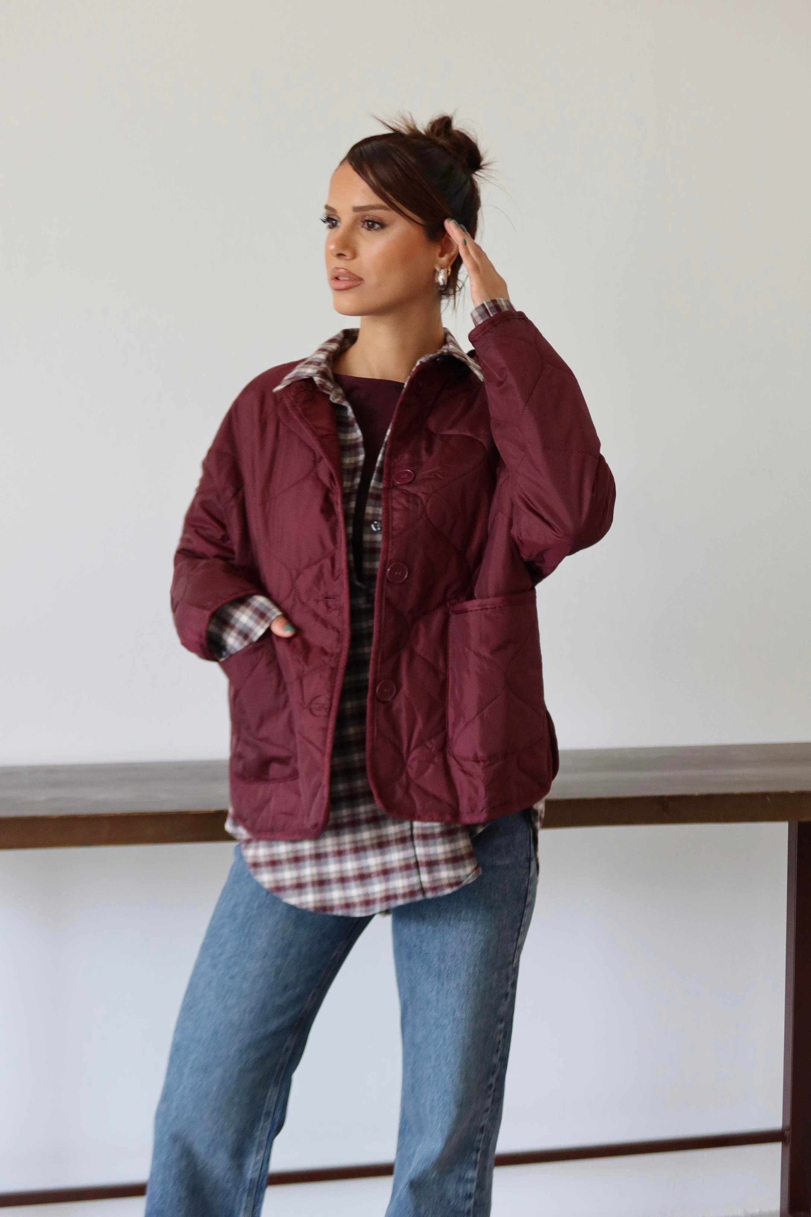 BORDO CEPLİ KAPİTONE CEKET 