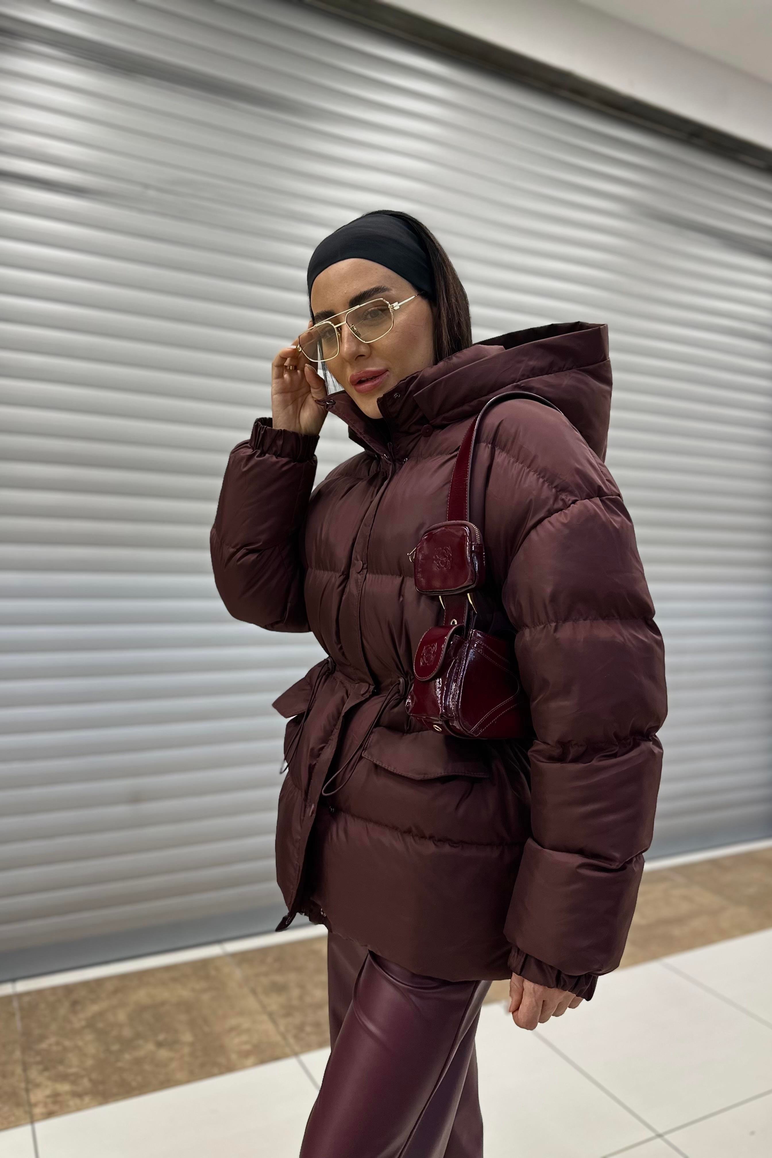 Bordo Elyaf Dolgu Şişme Mont