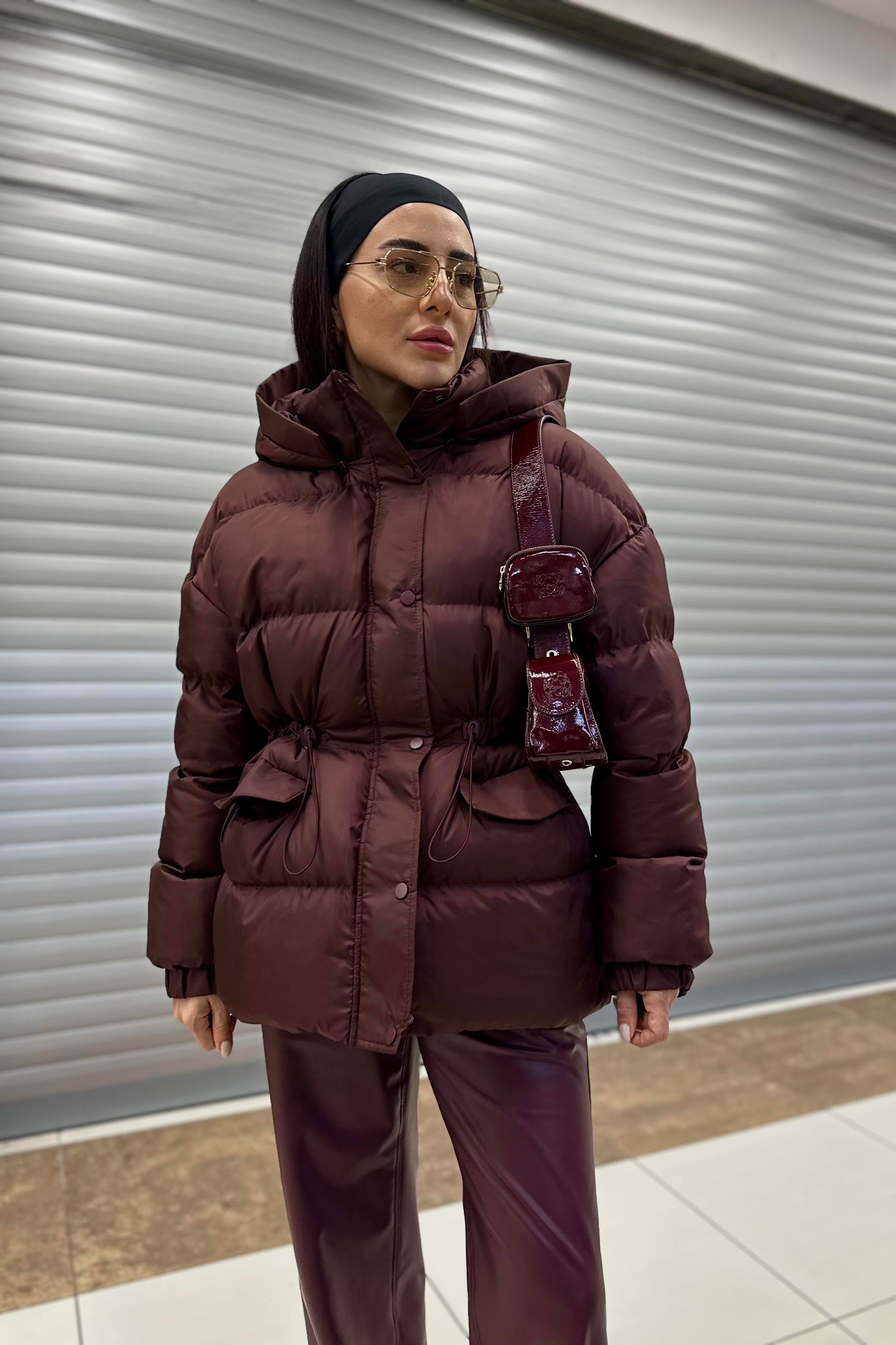 Bordo Elyaf Dolgu Şişme Mont