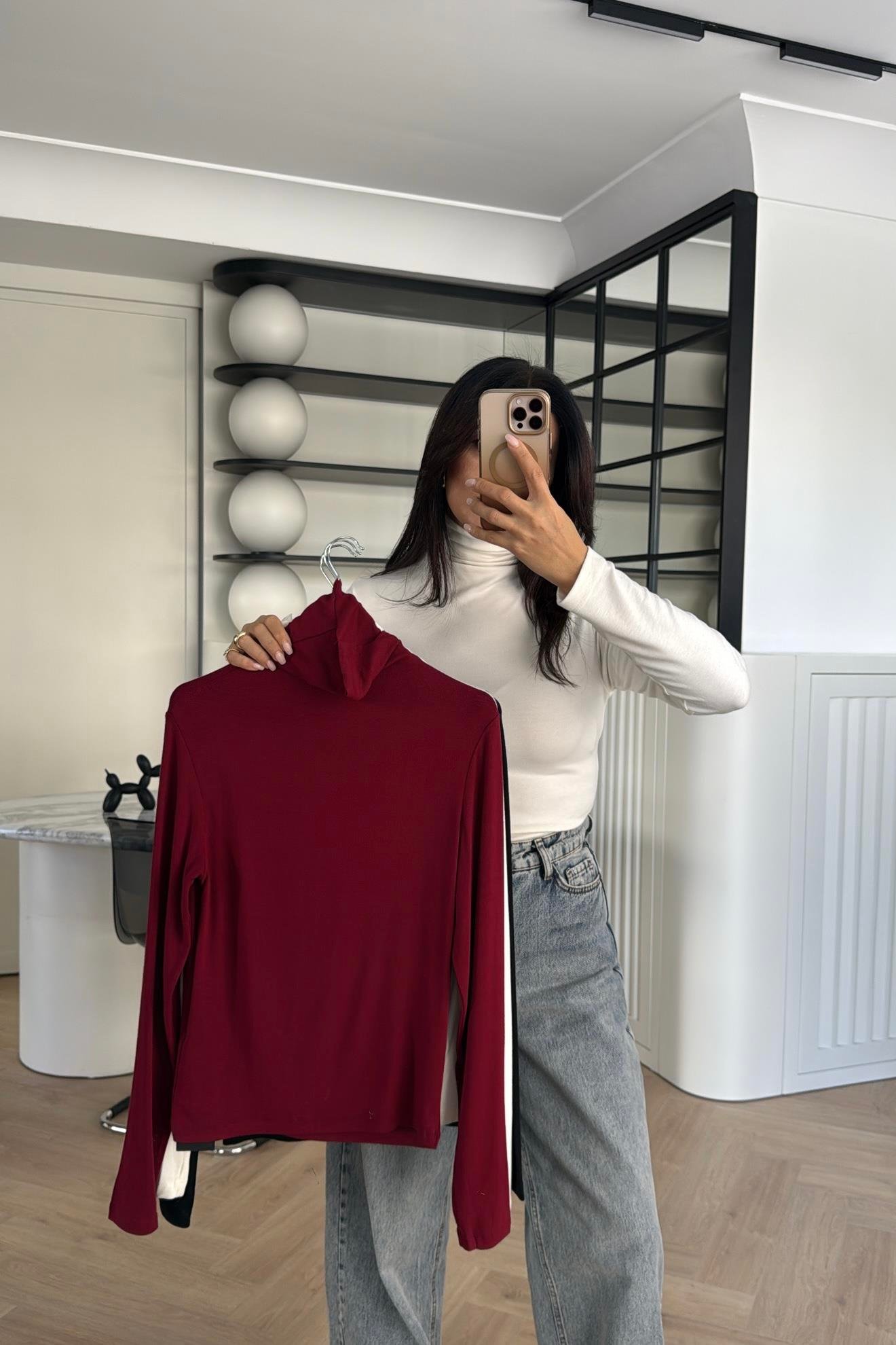 BORDO MASSİMO MODEL BALIKÇI YAKA MODAL BLUZ