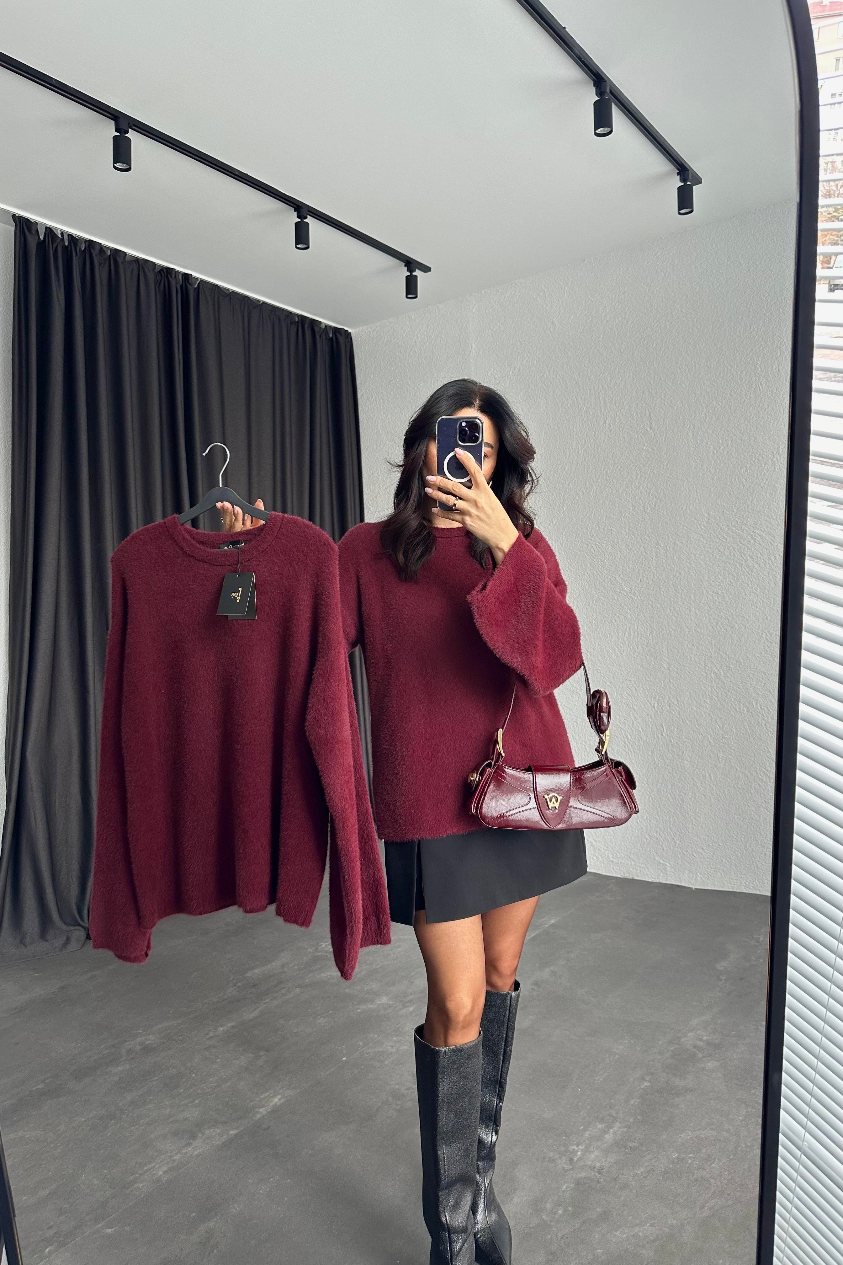 Bordo Sakallı İplik Yumoş Massimo Kazak