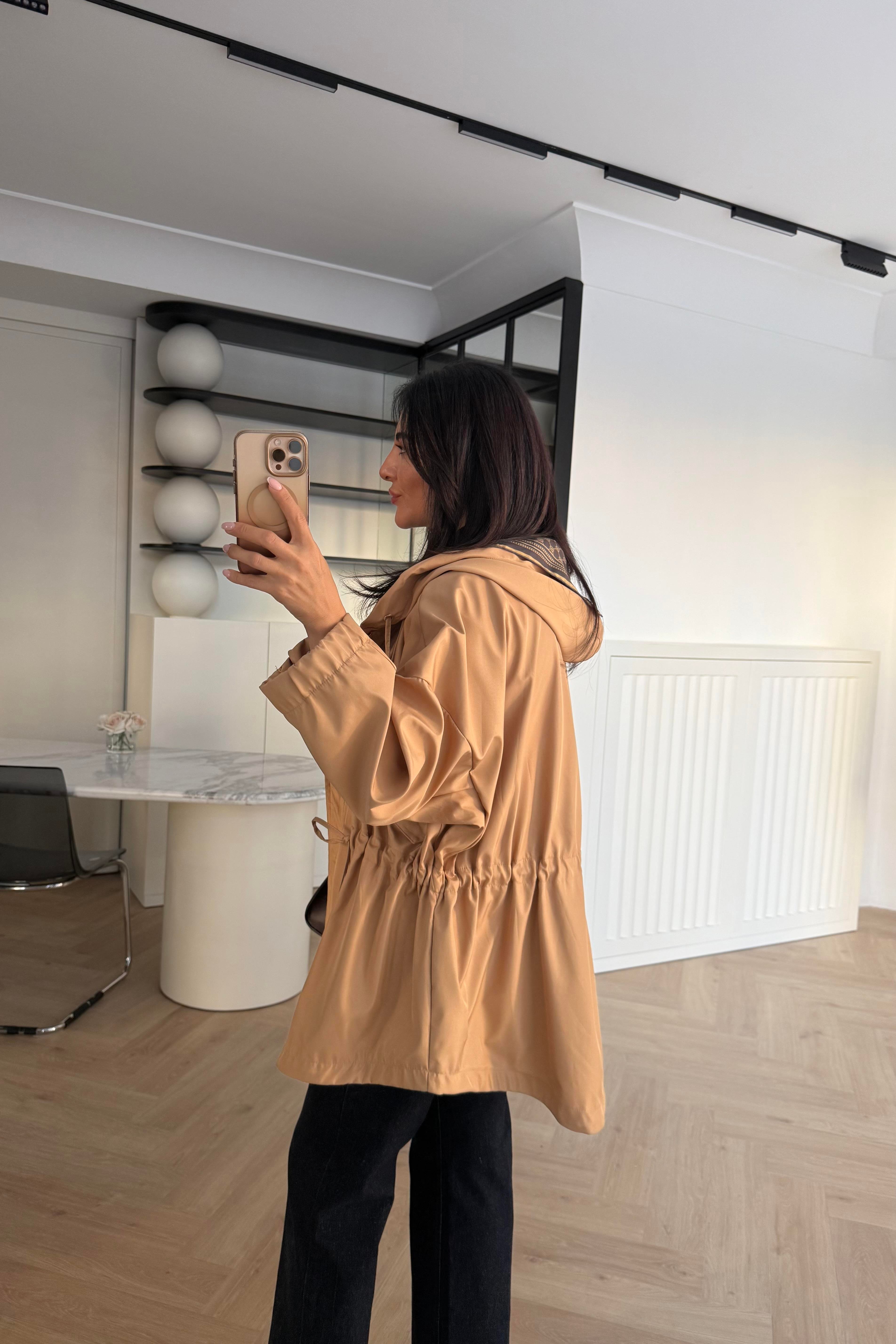 CAMEL ASTARSIZ KISA TRENÇKOT