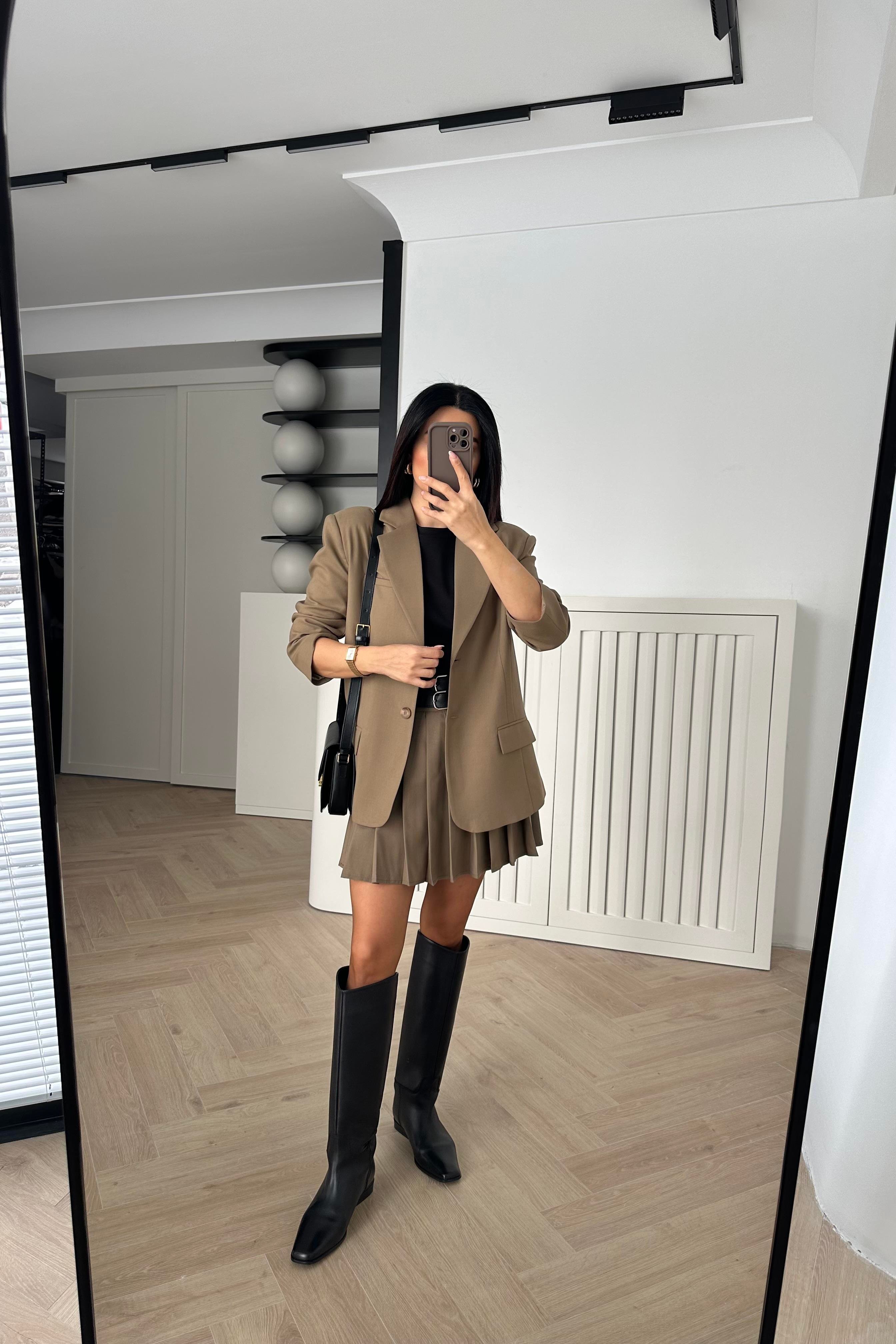 Camel Çift Düğmeli Blazer Ceket