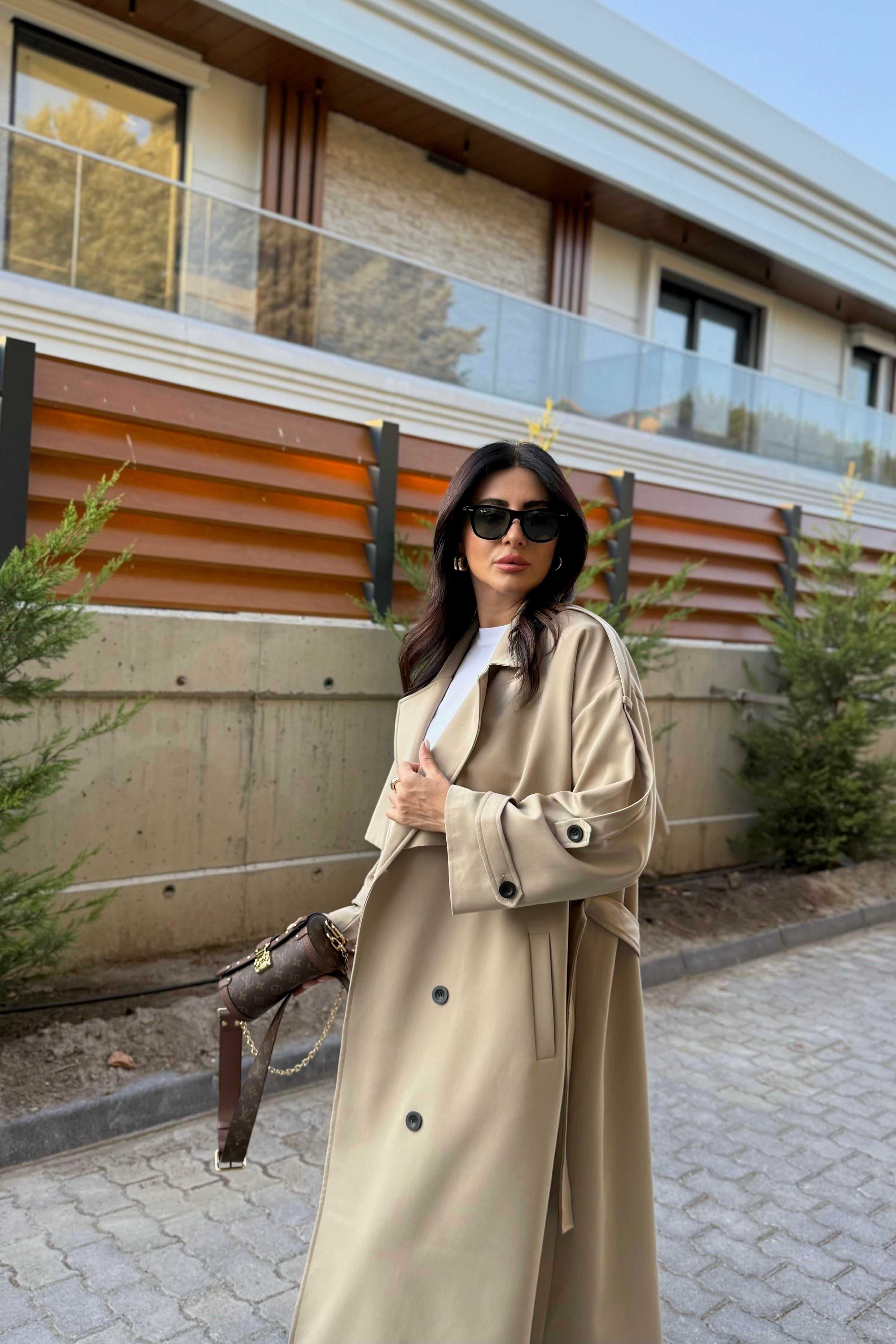 CAMEL TASARIM ASTARLI PREMIUM TRENÇKOT