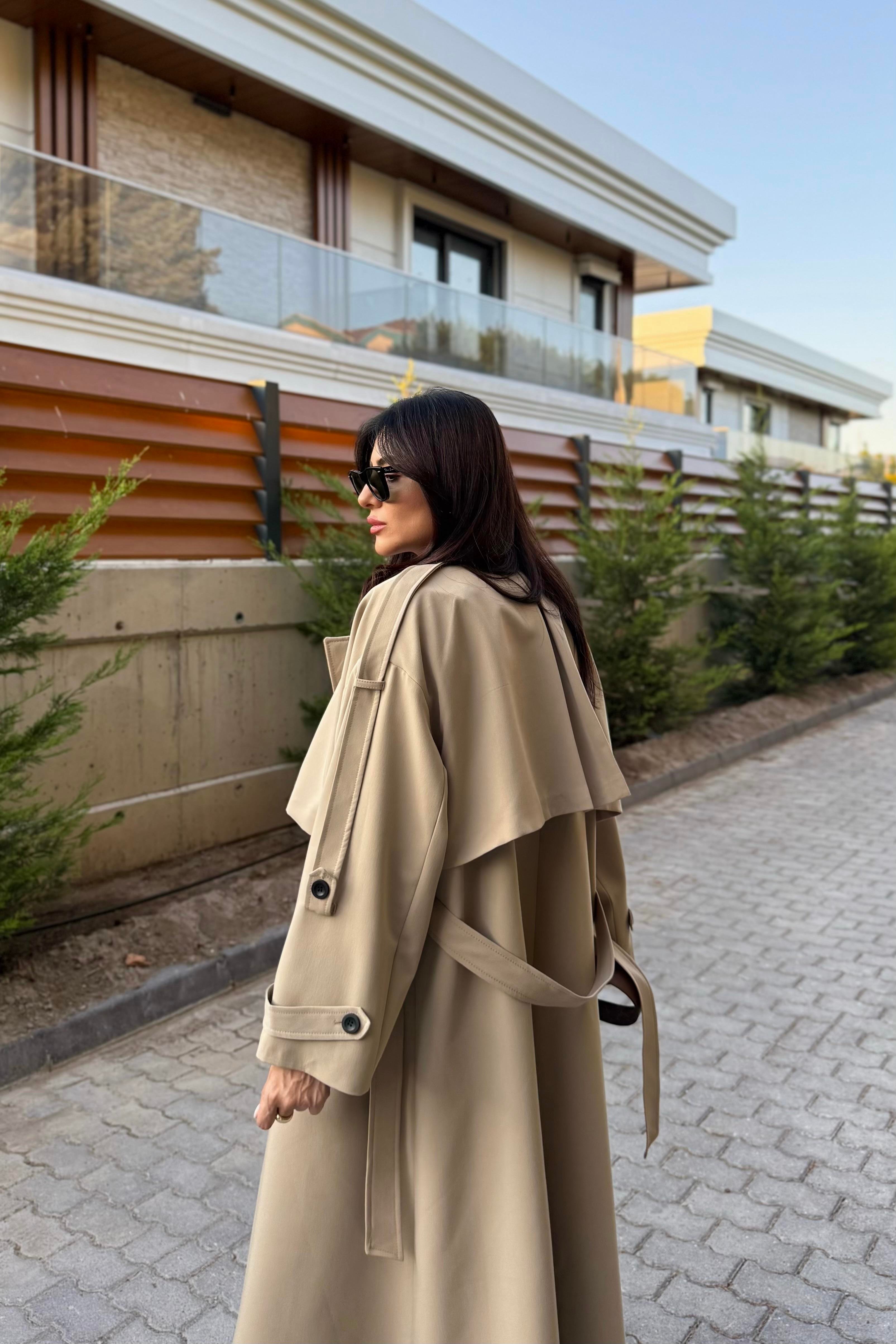 CAMEL TASARIM ASTARLI PREMIUM TRENÇKOT