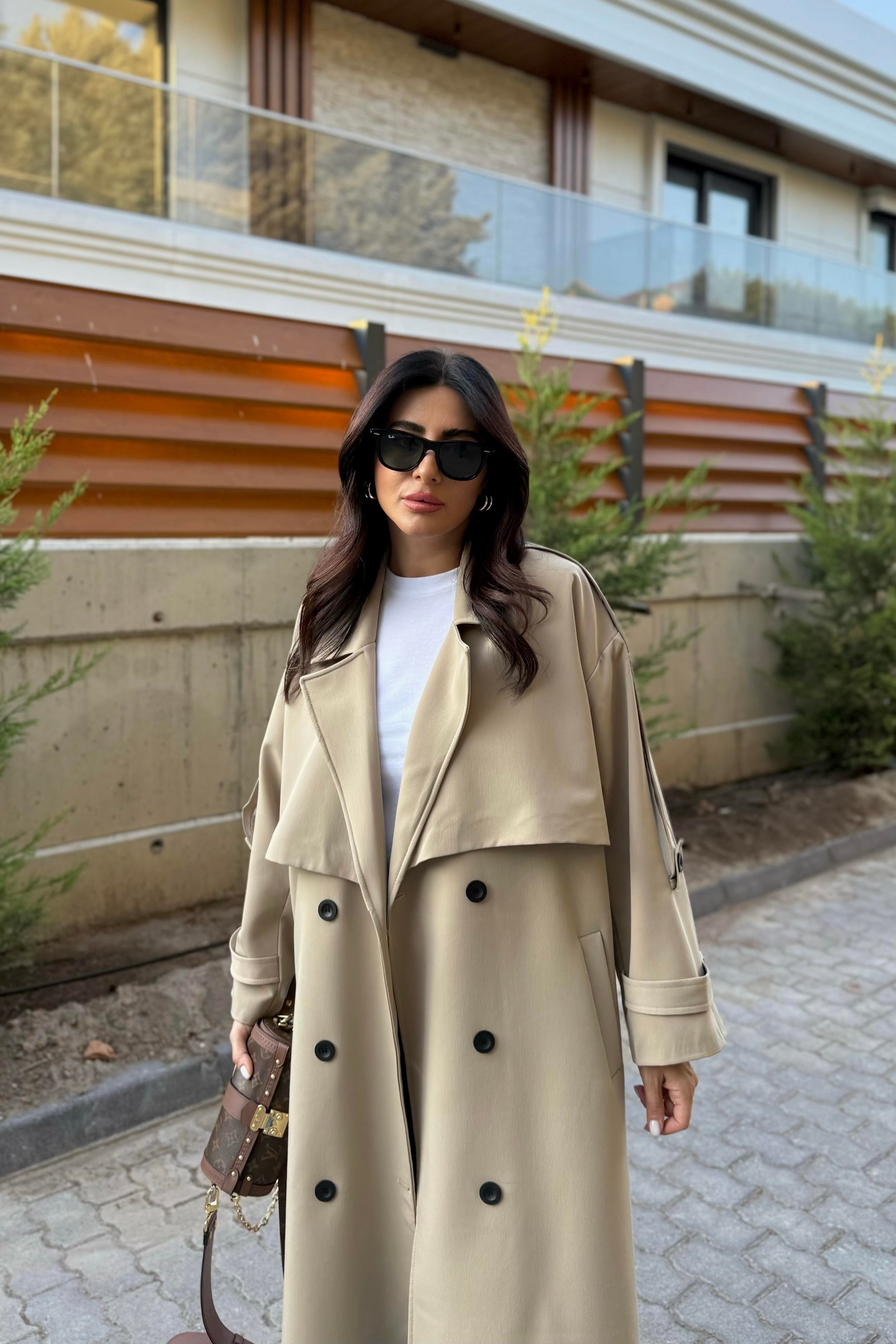 CAMEL TASARIM ASTARLI PREMIUM TRENÇKOT