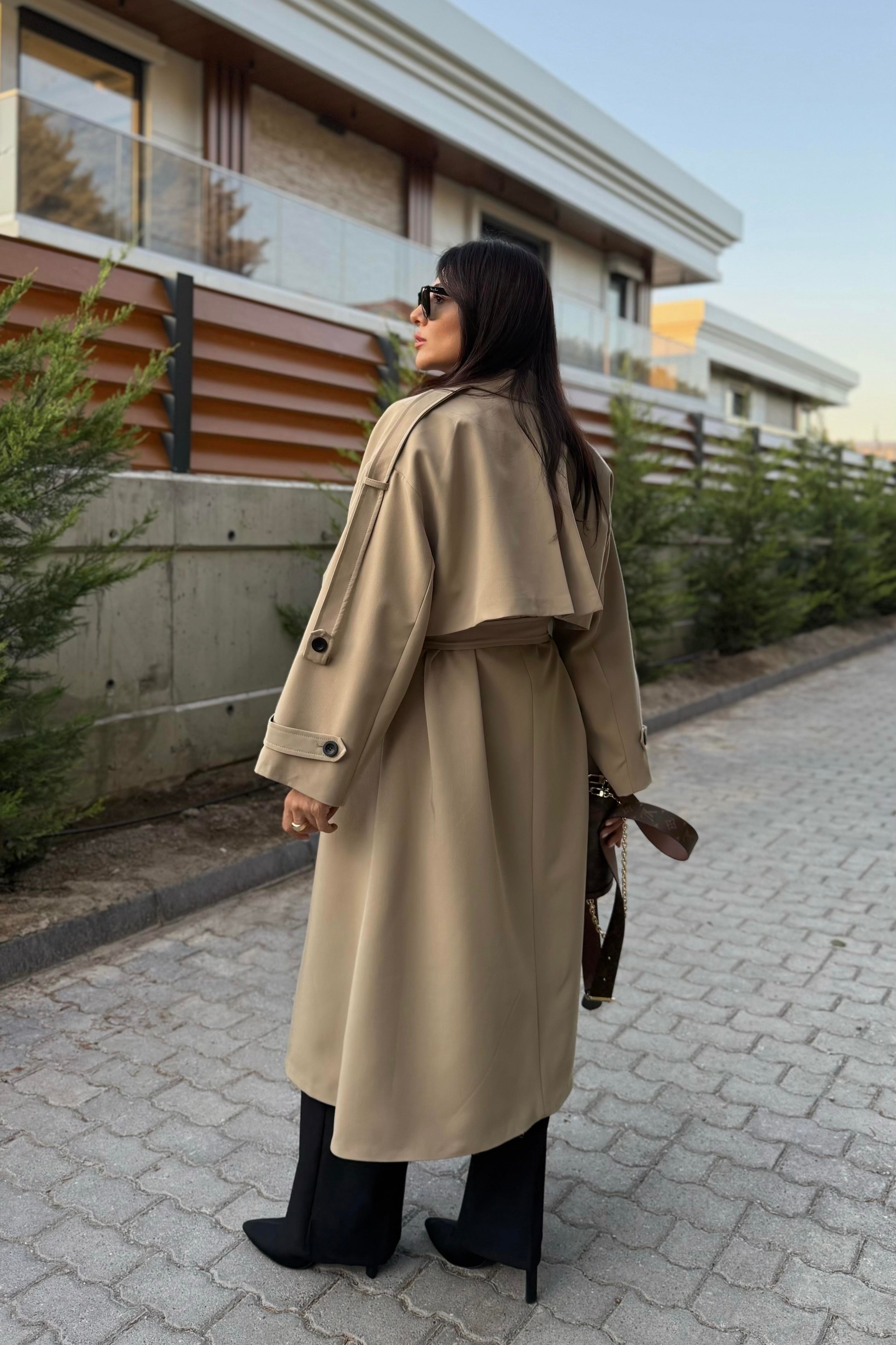 CAMEL TASARIM ASTARLI PREMIUM TRENÇKOT