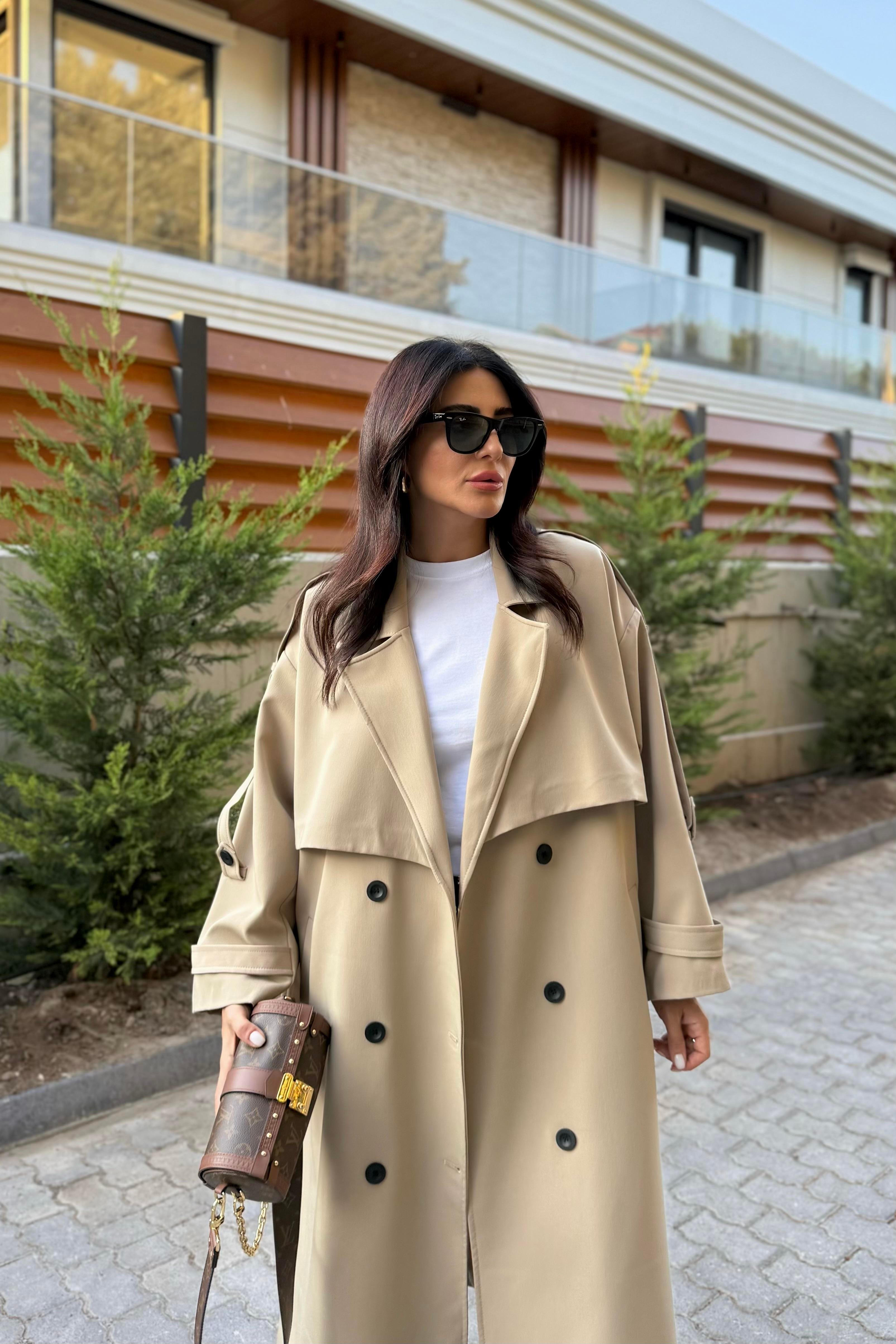 CAMEL TASARIM ASTARLI PREMIUM TRENÇKOT