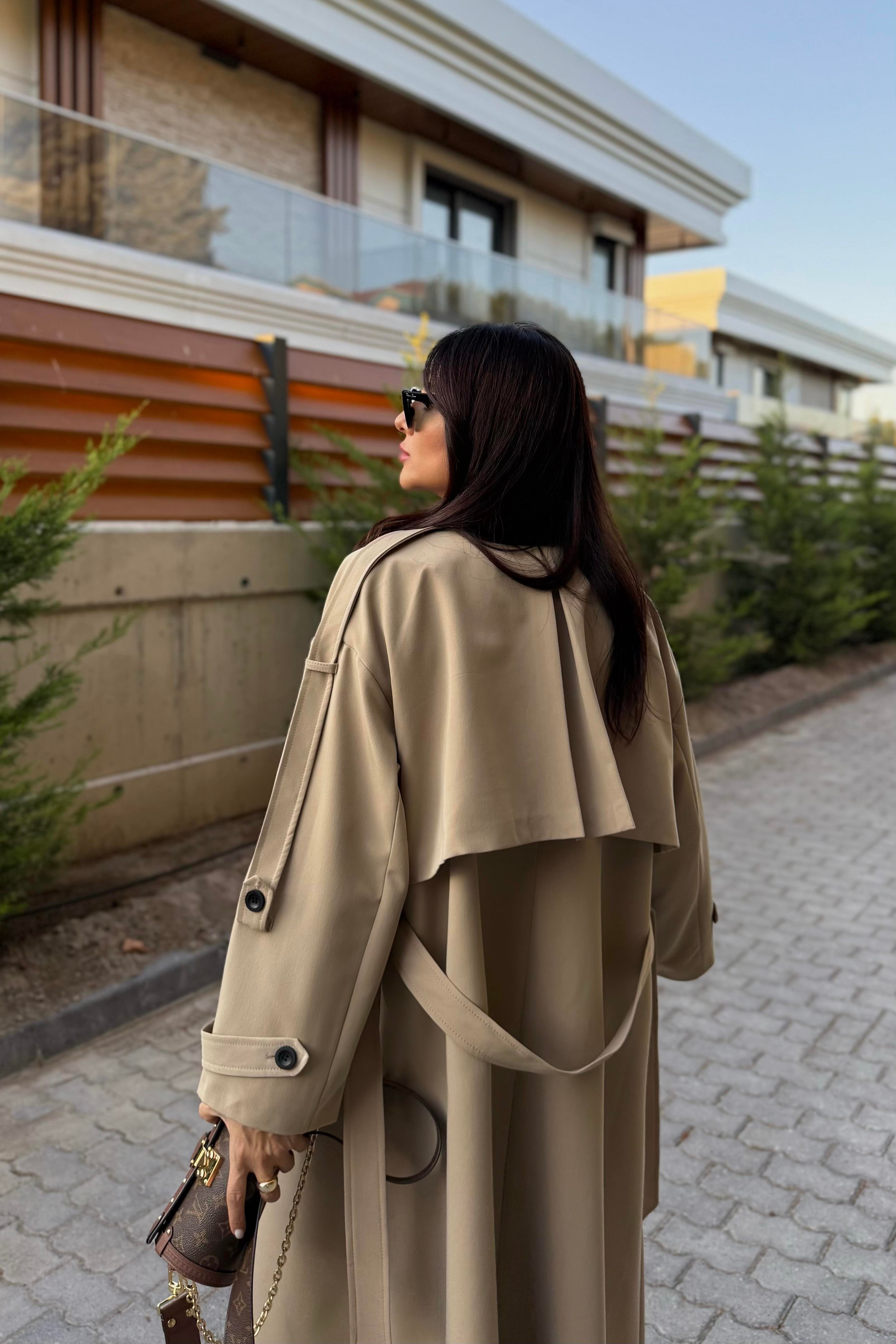 CAMEL TASARIM ASTARLI PREMIUM TRENÇKOT