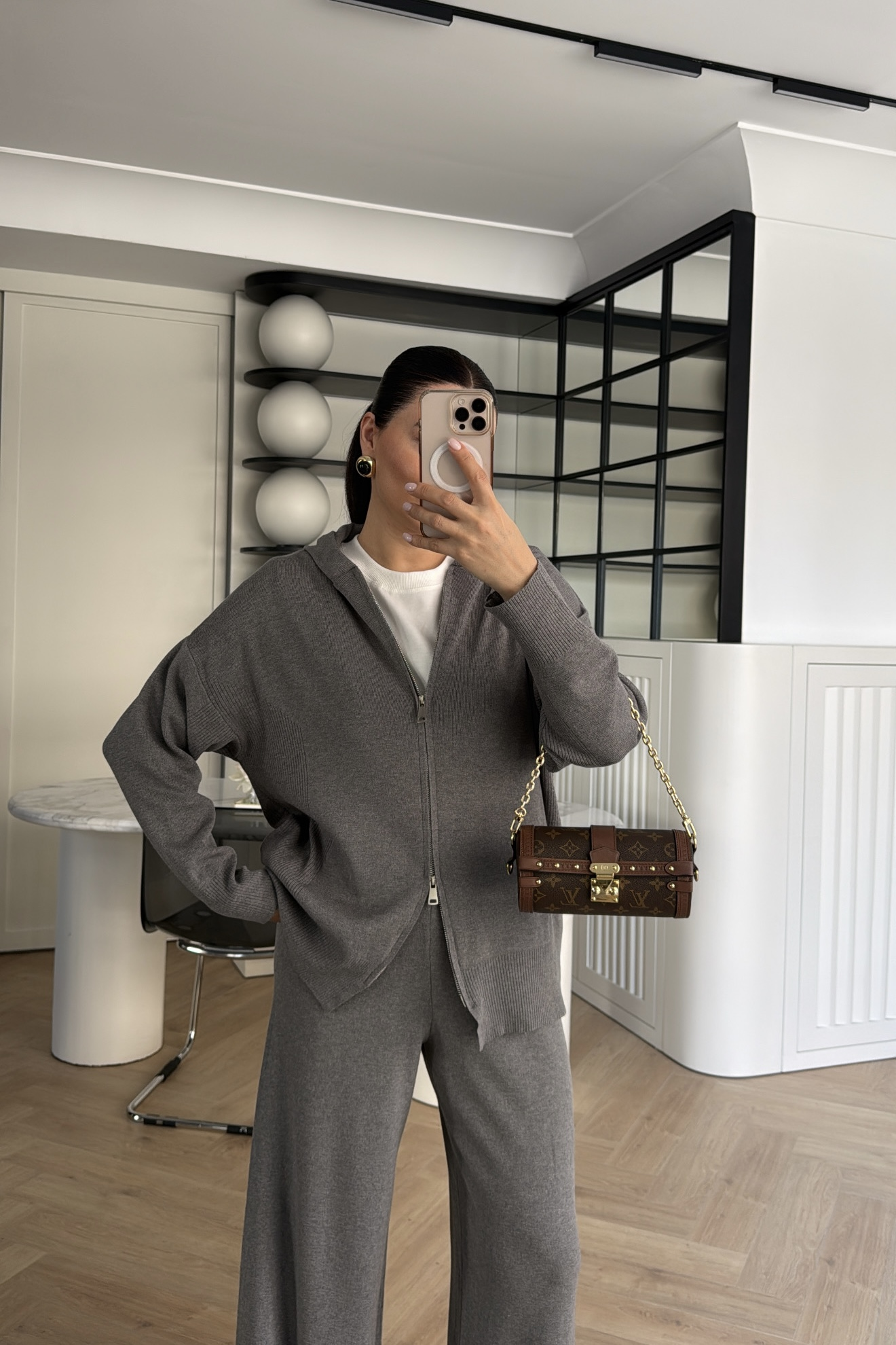 ÇİFT FERMUARLI KAPŞONLU TRİKO TAKIM ANTRASİT 