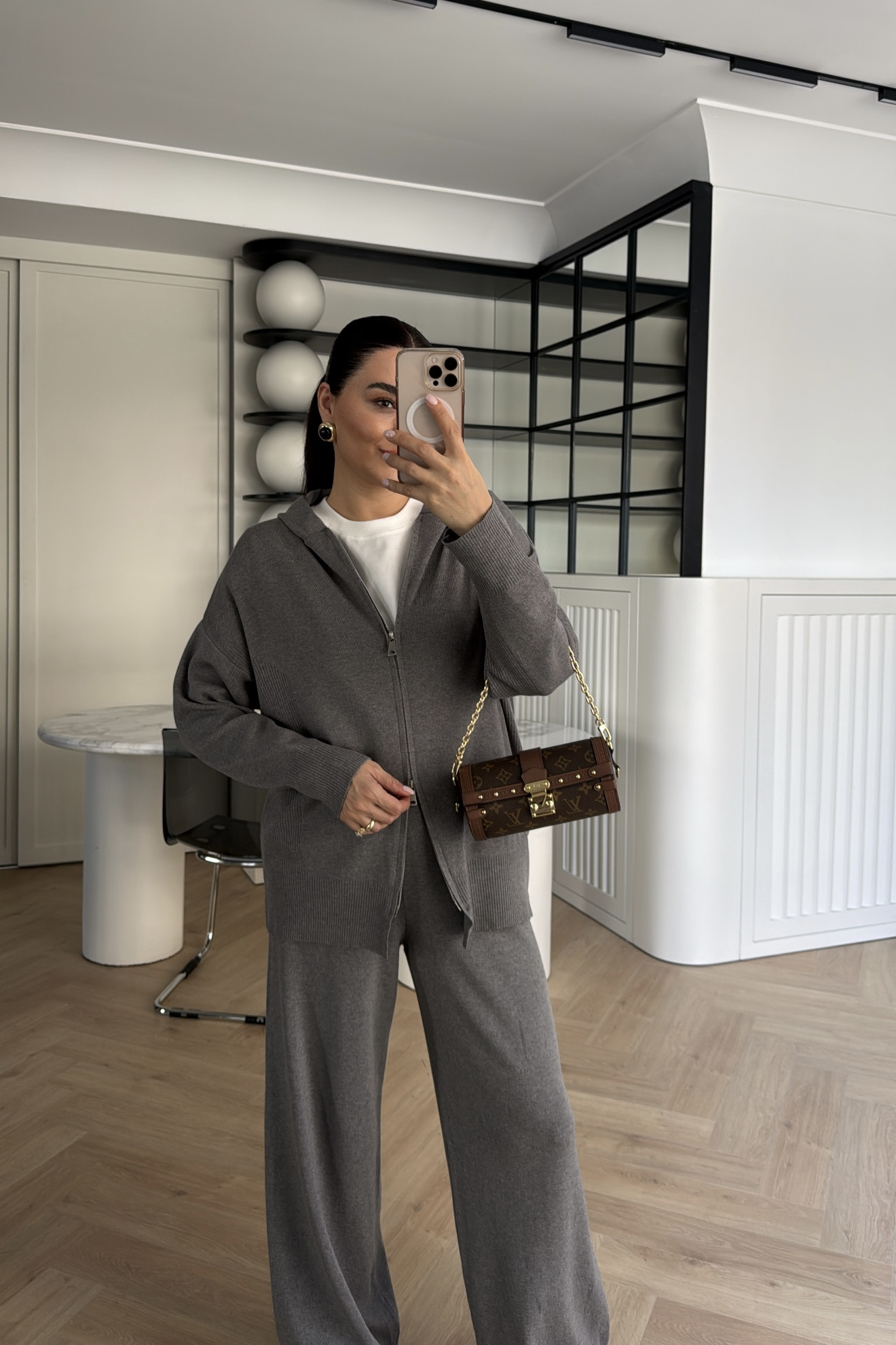 ÇİFT FERMUARLI KAPŞONLU TRİKO TAKIM ANTRASİT 