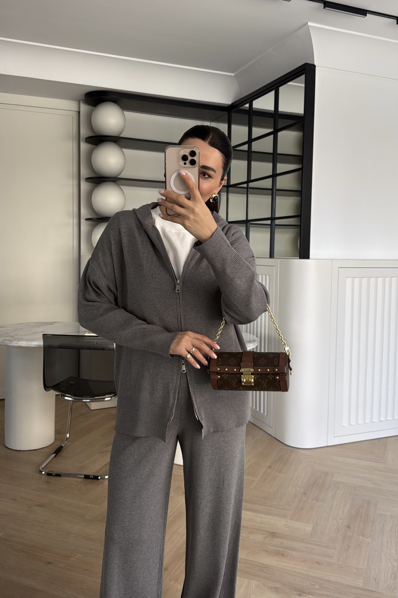 ÇİFT FERMUARLI KAPŞONLU TRİKO TAKIM ANTRASİT 