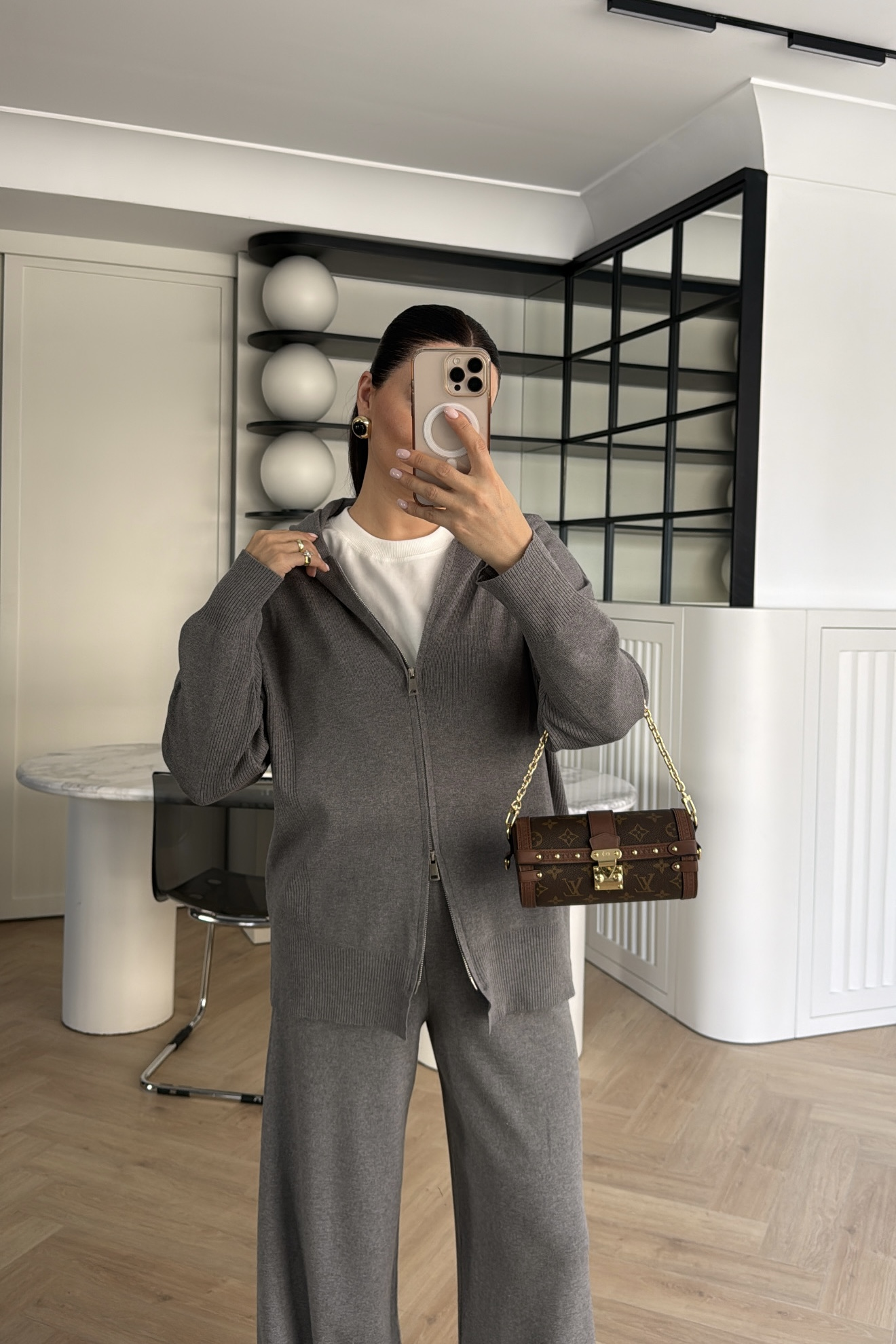 ÇİFT FERMUARLI KAPŞONLU TRİKO TAKIM ANTRASİT 