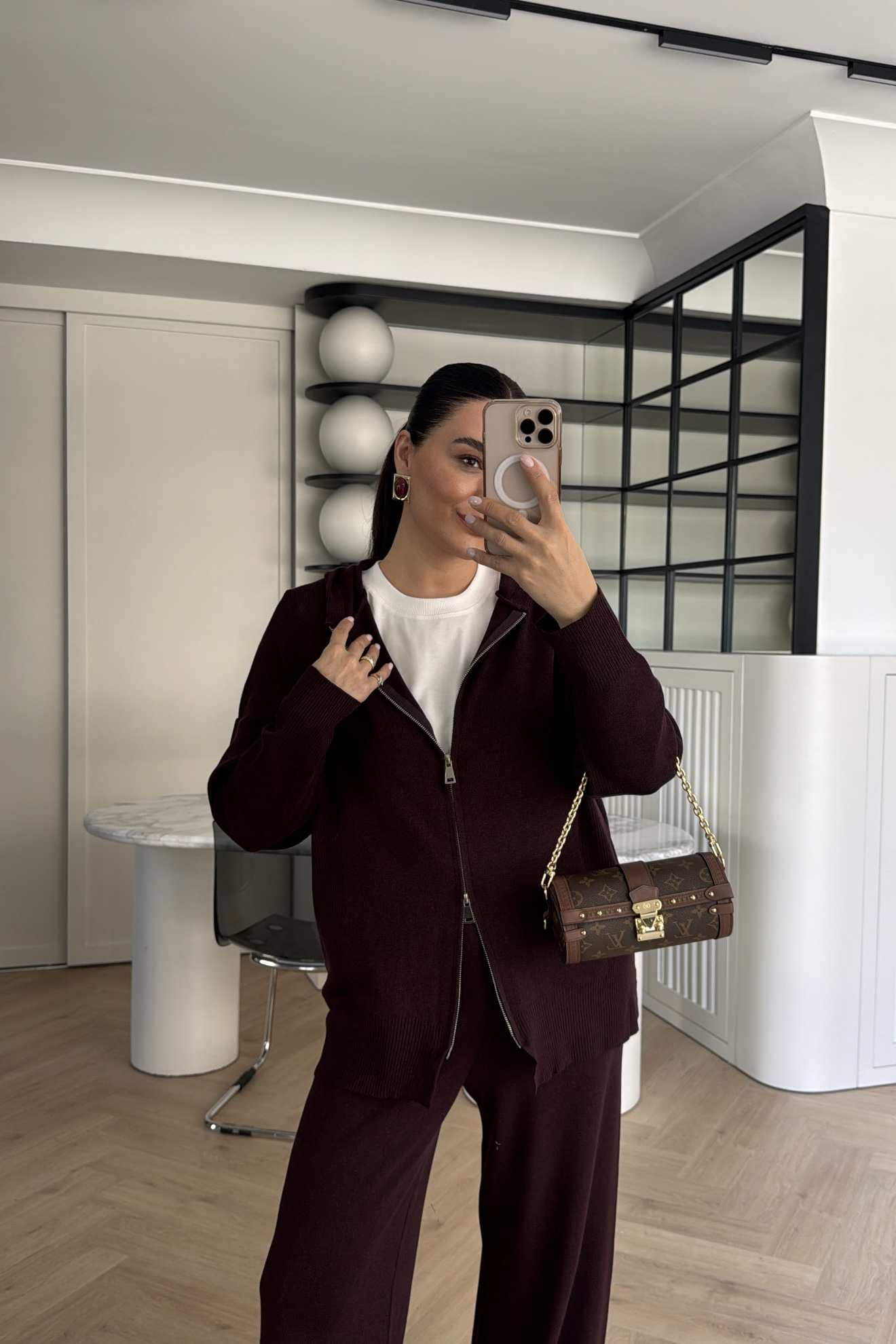 ÇİFT FERMUARLI KAPŞONLU TRİKO TAKIM BORDO 