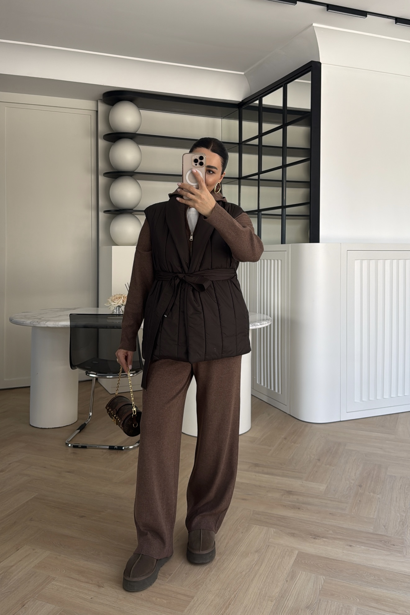 ÇİFT FERMUARLI KAPŞONLU TRİKO TAKIM VİZON 