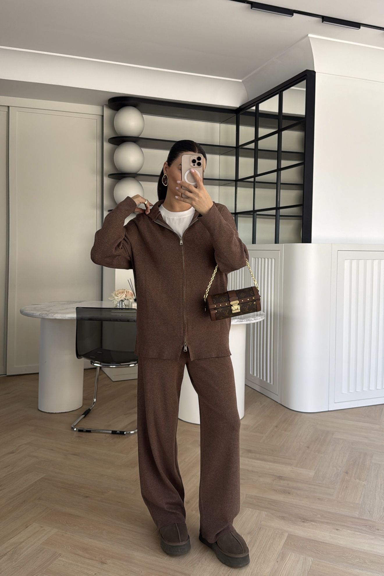 ÇİFT FERMUARLI KAPŞONLU TRİKO TAKIM VİZON 