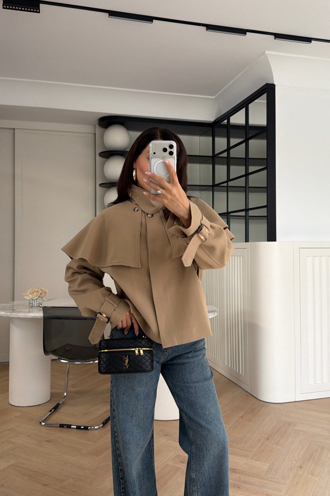 Çıkarılabilir Pelerin Detaylı Trençkot Bej 