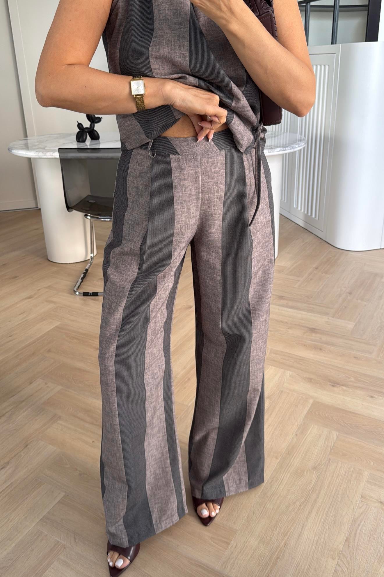 ÇİZGİLİ MASSİ  MODEL KETEN TAKIM