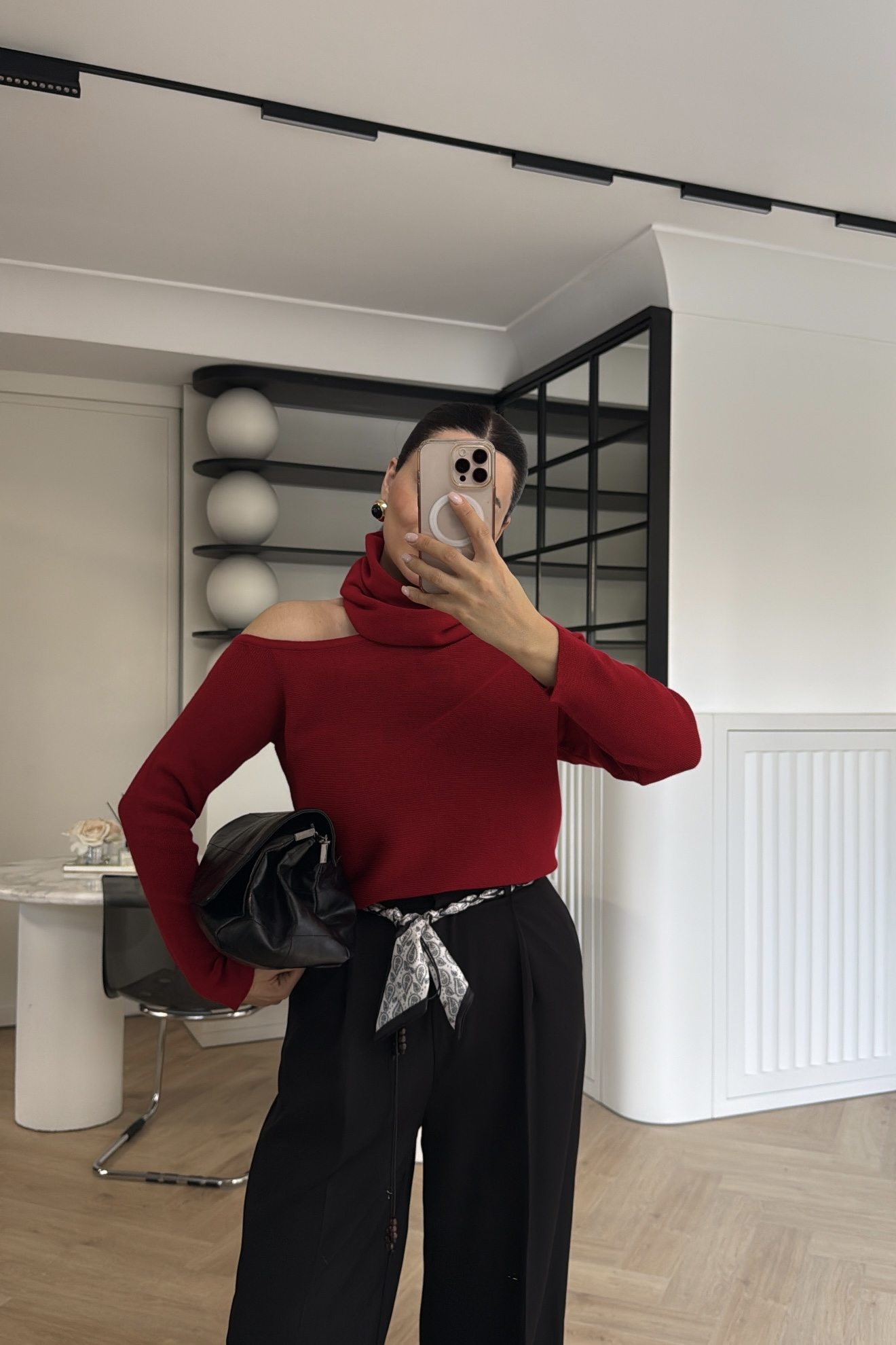 DEGAJE YAKA BOYUNLUKLU KAZAK KIRMIZI 