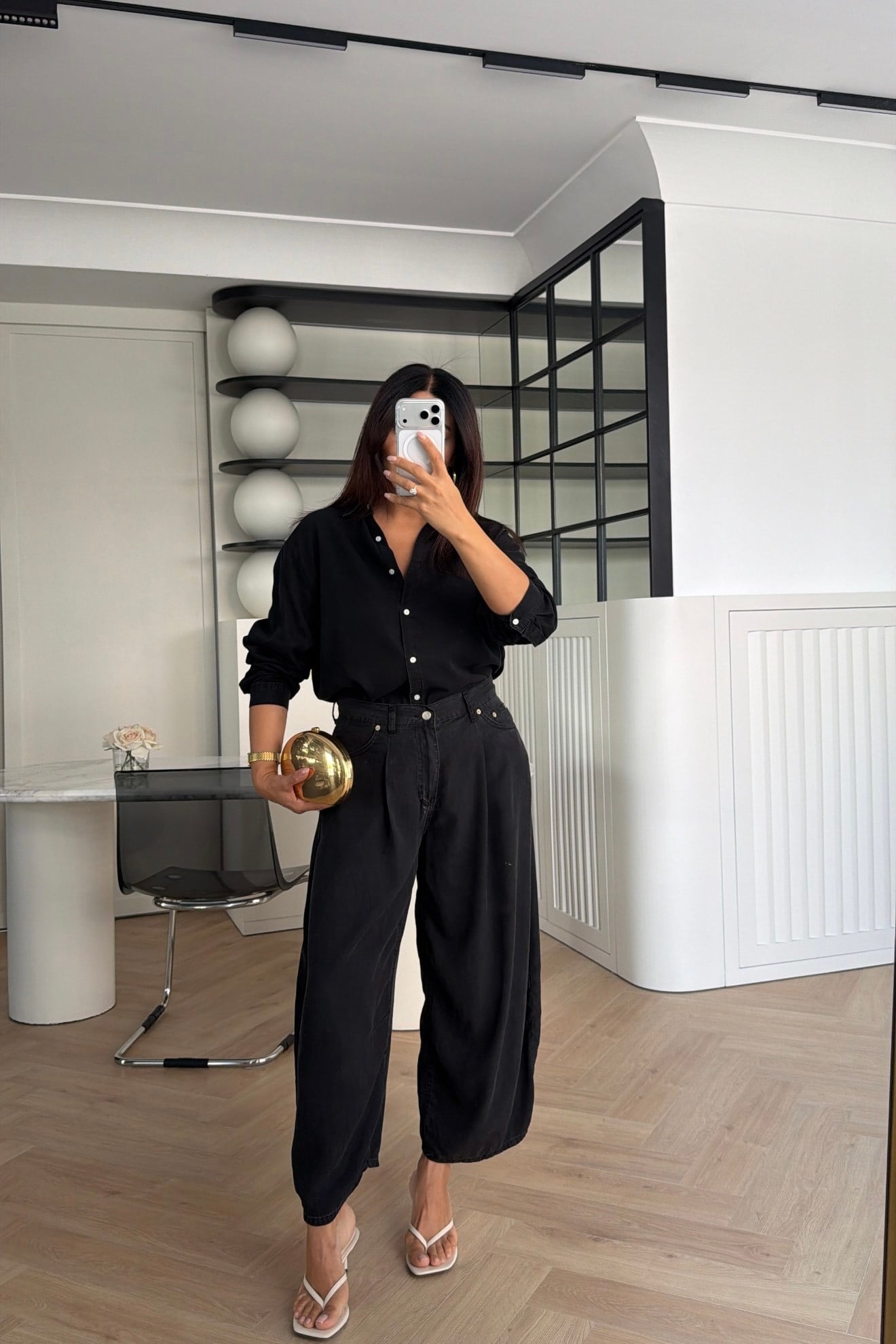 DENİM TENSEL GÖMLEK KOYU SİYAH