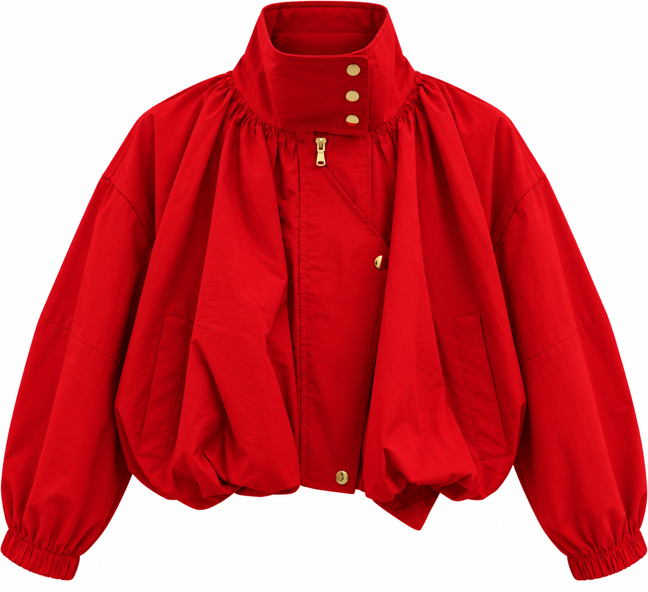 Dik Yaka Oversize Bomber Ceket Kırmızı